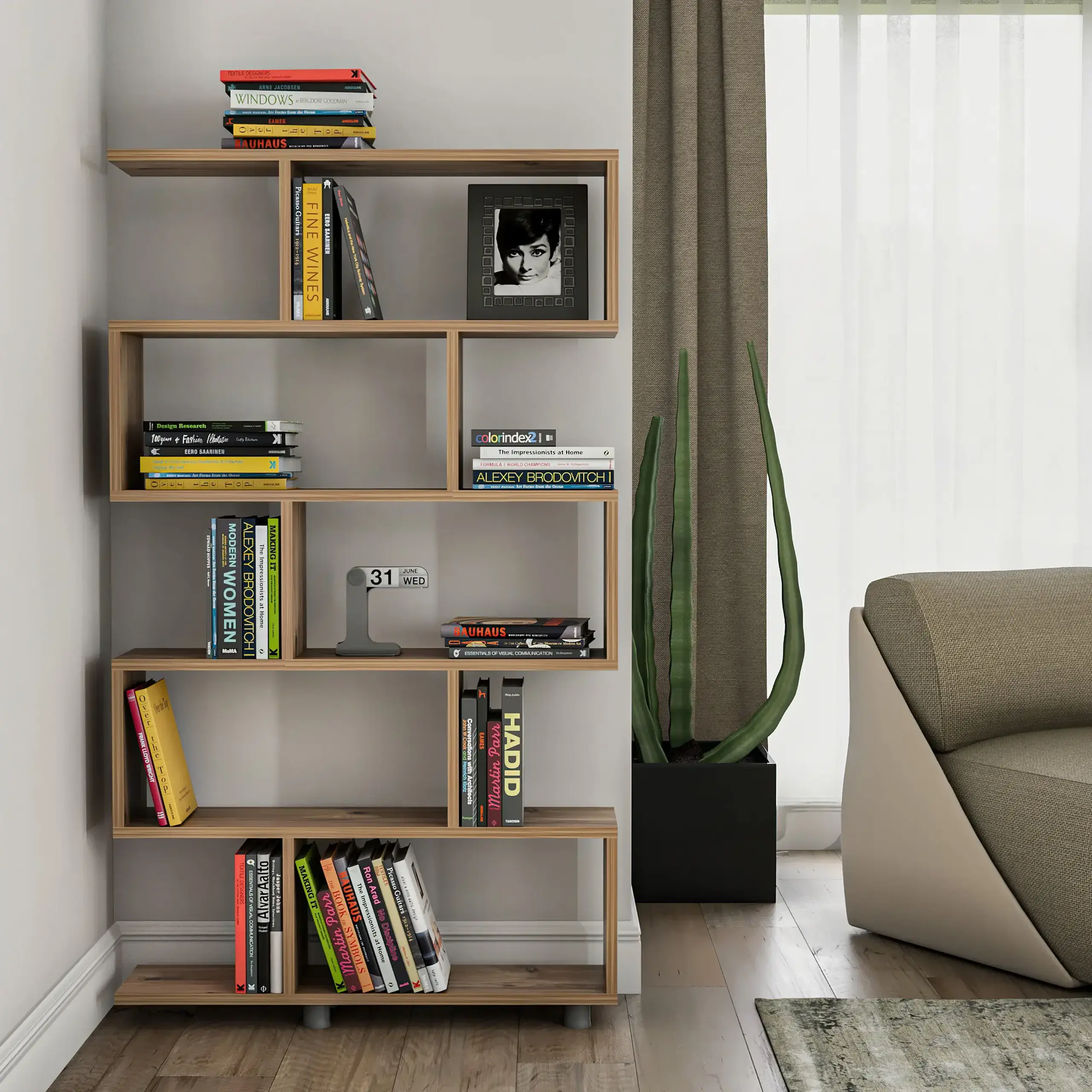 Raft de carti Elif - Pin 90 x 156 x 20 cm
