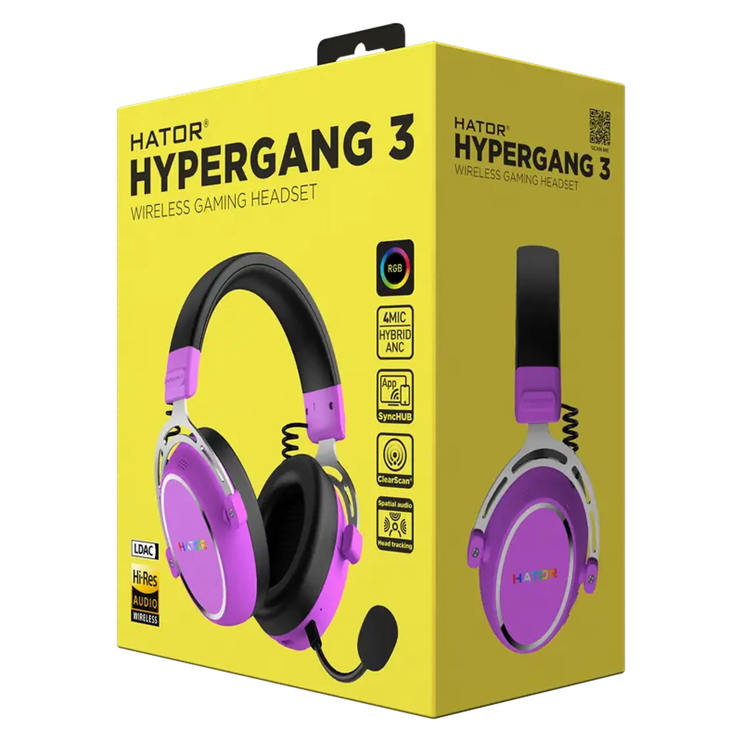Căști gaming HATOR Hypergang 3, Fără fir, Cyber Violet