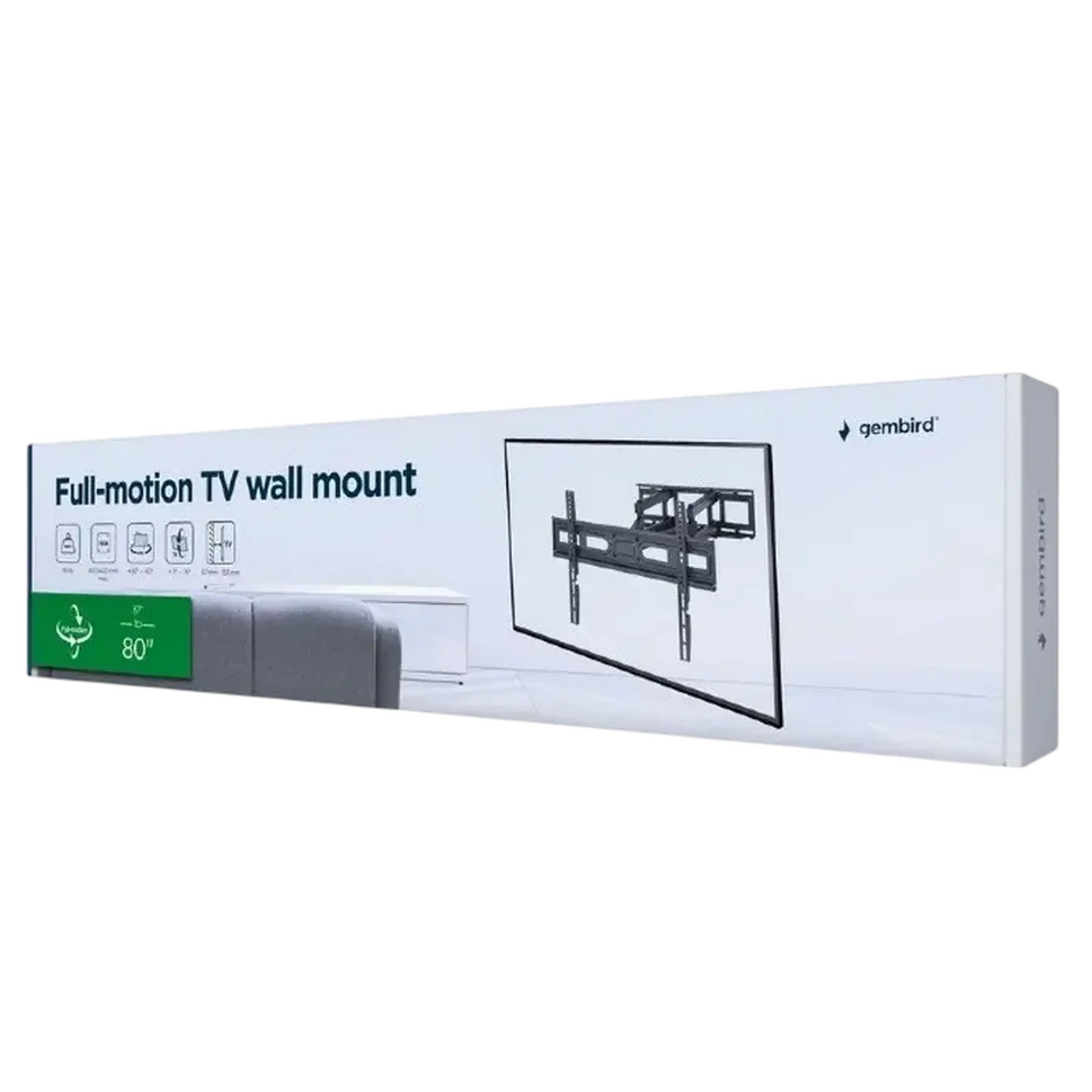 Suport TV tavan Full-motion Gembird WM-80ST-03, Negru