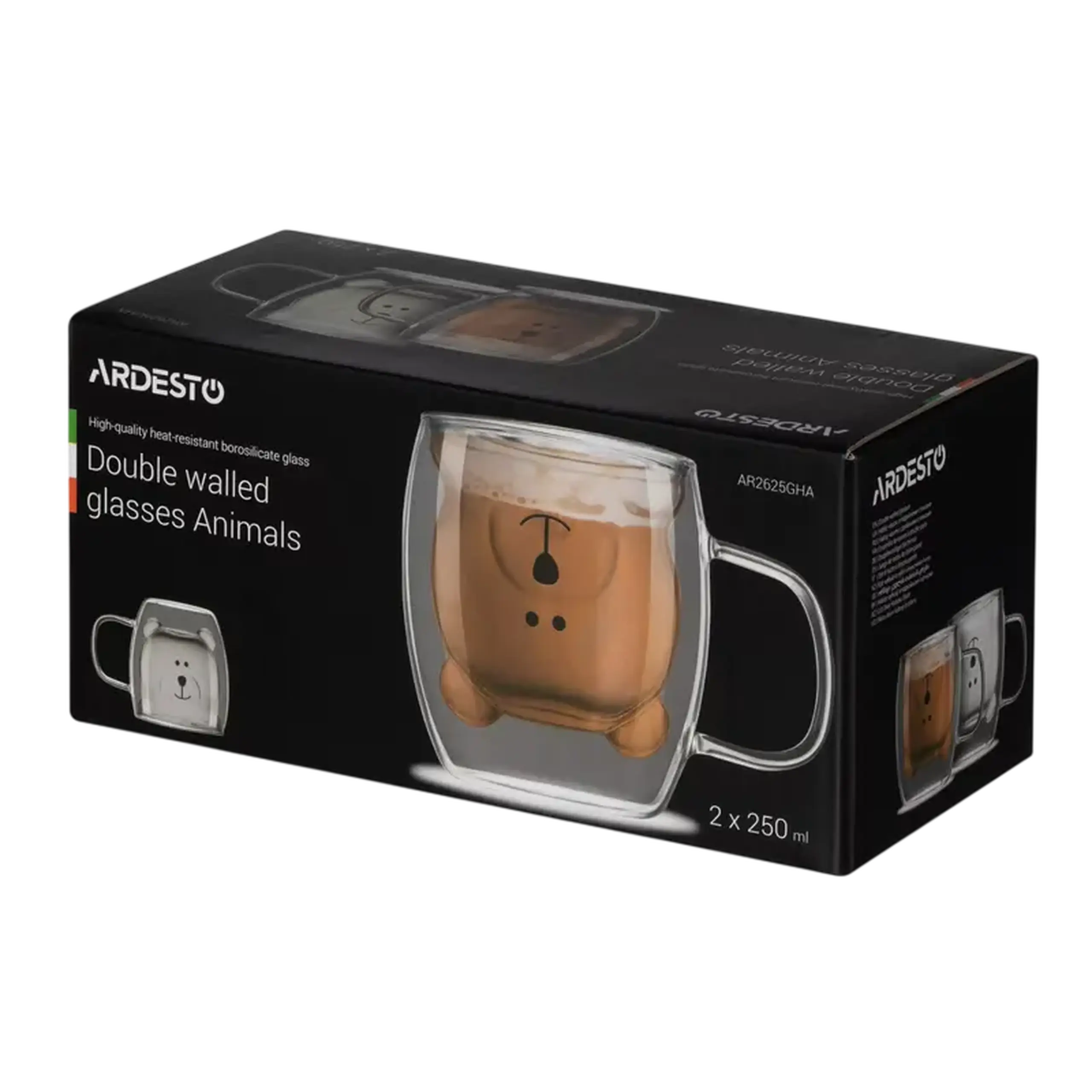 Set cupe Ardesto AR2625GHA, 250 ml, 2 bucs, Transparent
