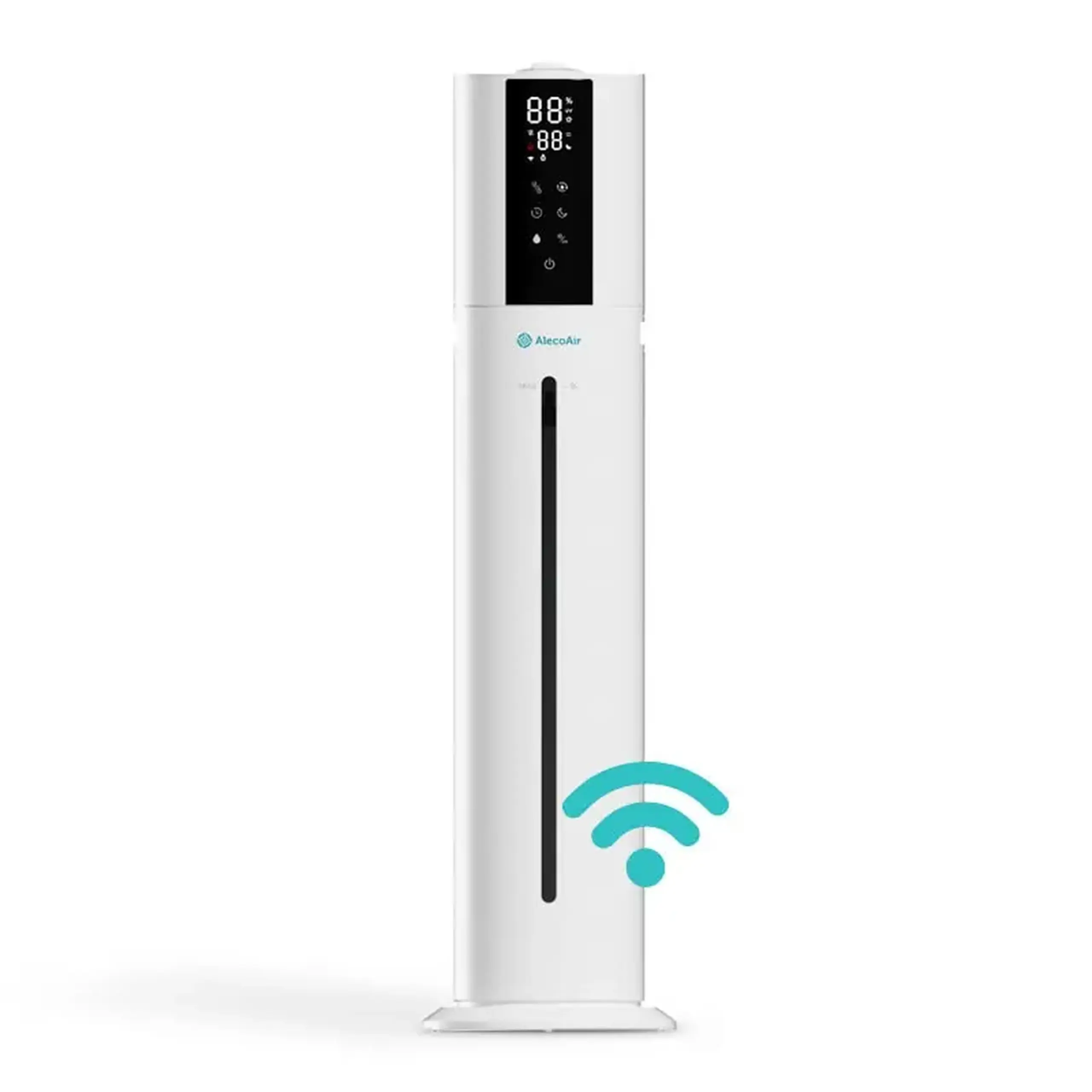 (Resigilat) Umidificator AlecoAir U40 Tower White, WiFi, Lampa UV-C, Higrostat, Lumini ambientale, Vapori calzi, Aromaterapie