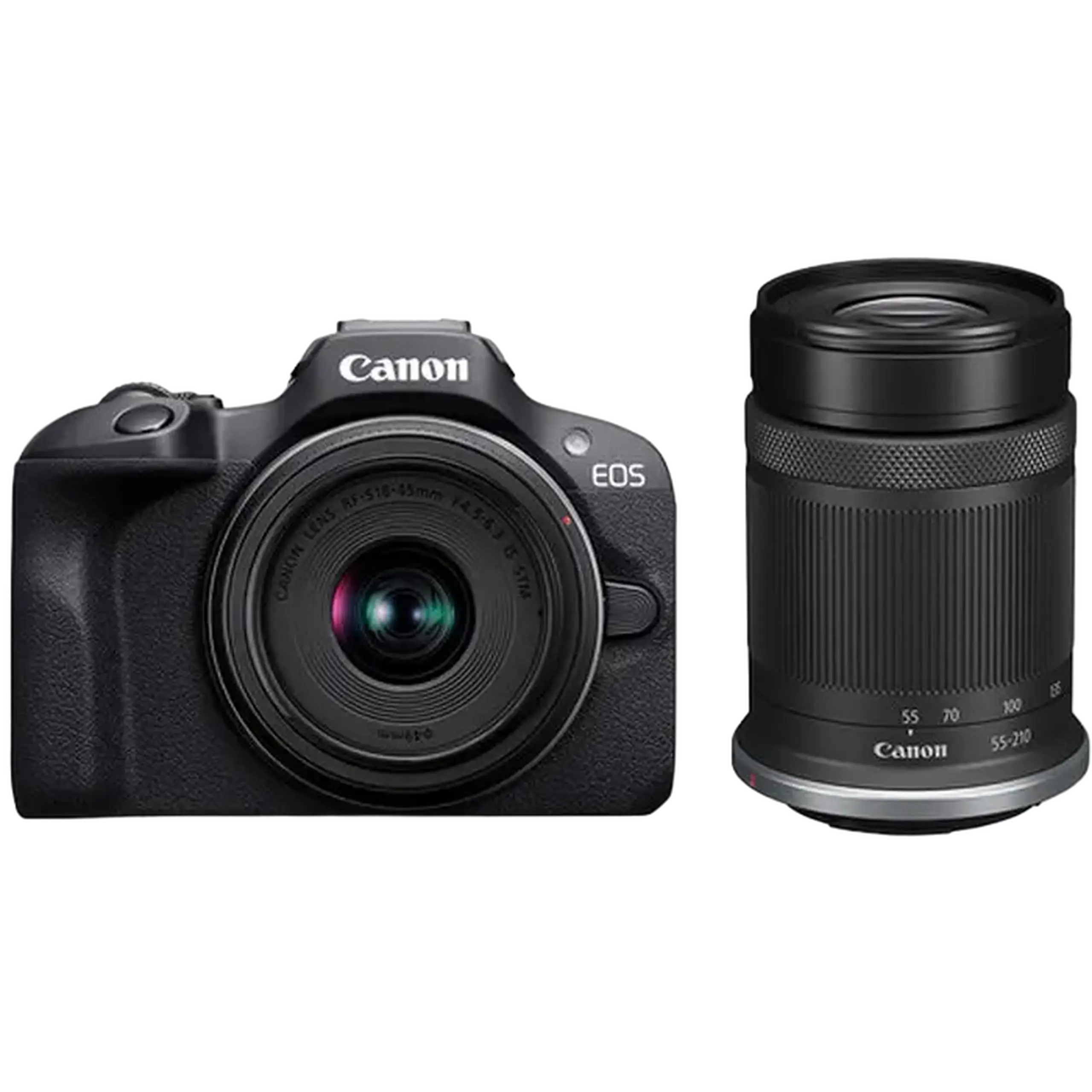 Aparat Foto Mirrorless Canon EOS R100 & RF-S 18-45mm f/4.5-6.3 IS STM & RF-S 55-210mm f/5-7.1 IS STM KIT