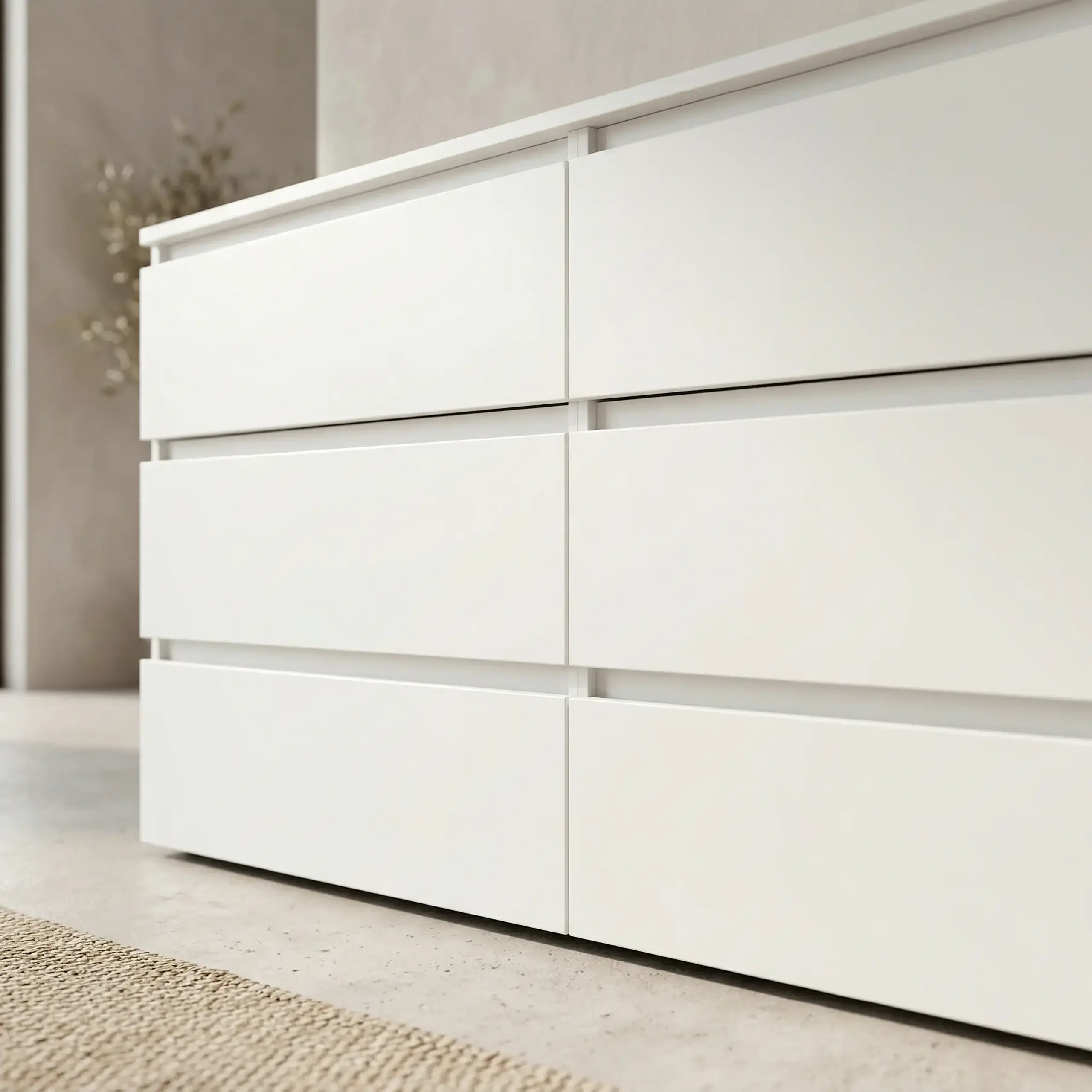 Comoda 4home Ideea K, 76x160x42 cm, 6 sertare, Nimfea Alba/Nimfea Alba
