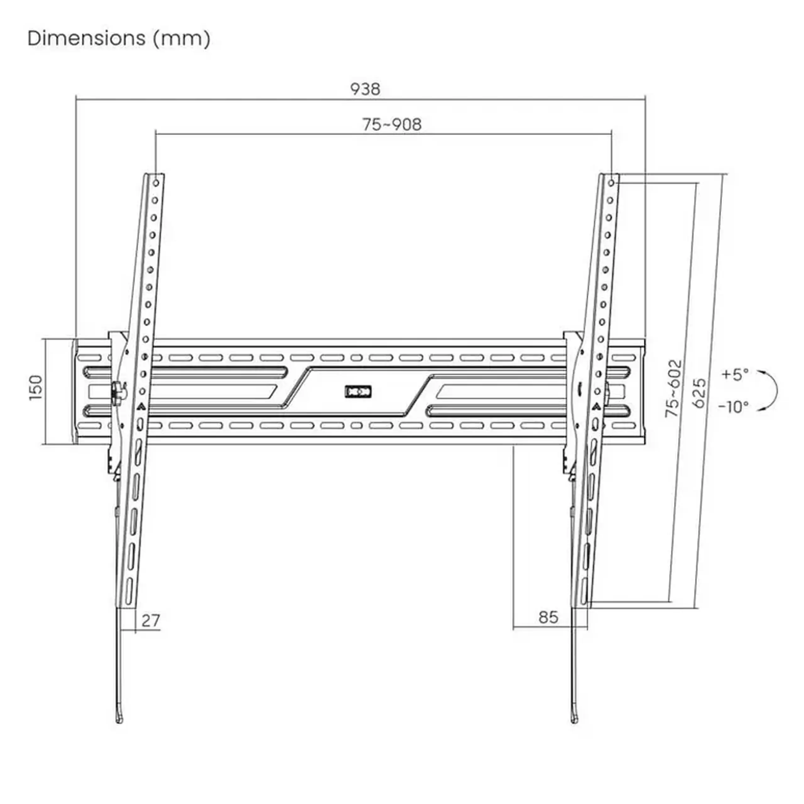 Suport înclinat pe perete Gembird WM-100T-01, Negru