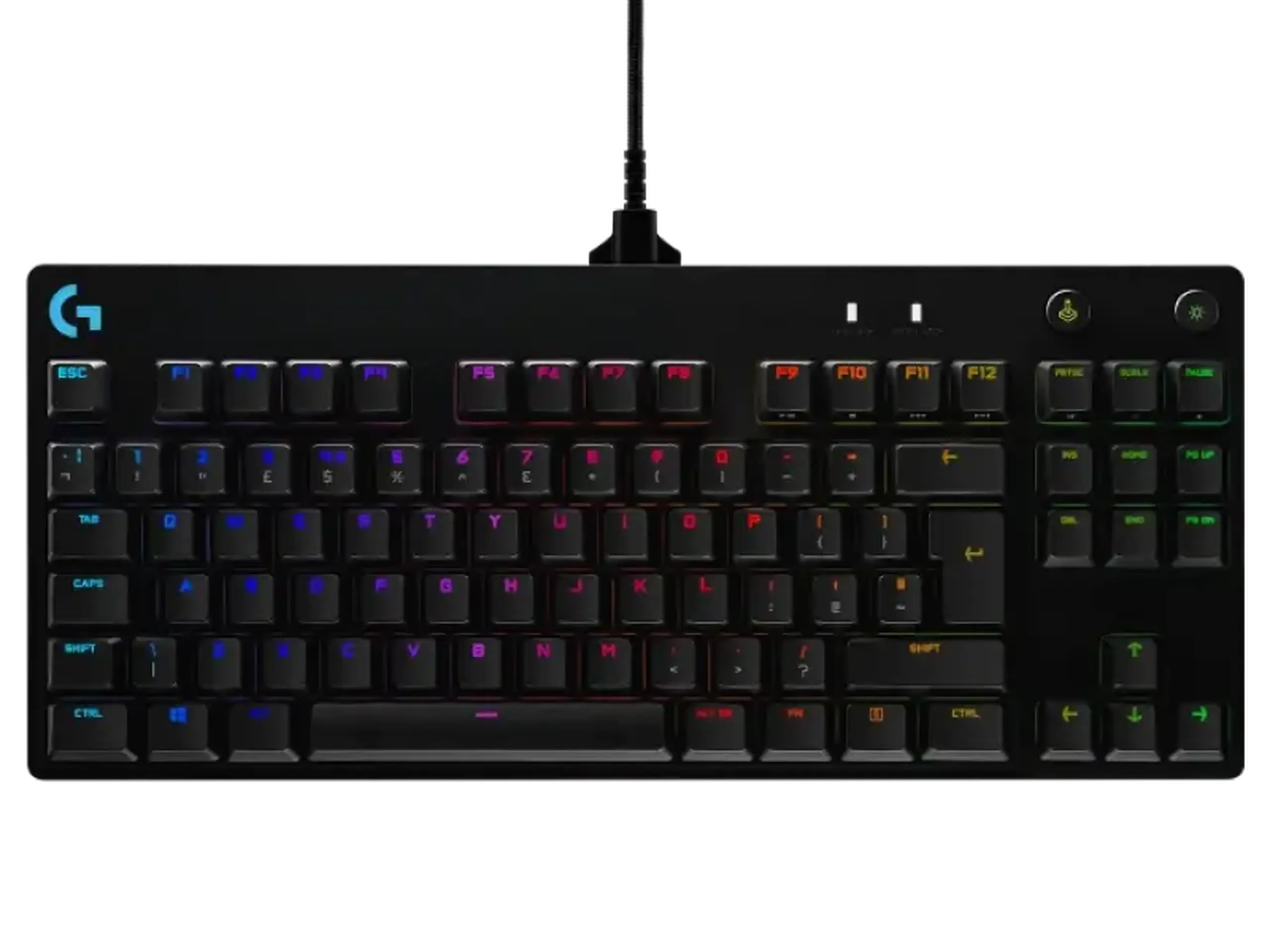 Tastatură pentru jocuri Logitech G PRO, TKL, mecanică, GX Blue Clicky, RGB, cablu detașabil, Macro, tasta F