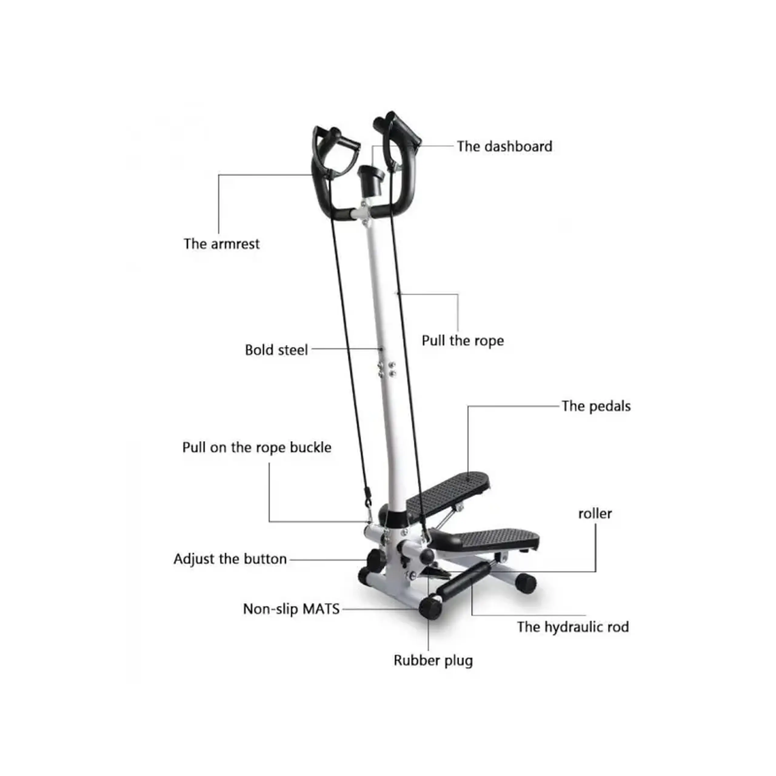 Stepper cu maner FitTronic® S160M, afisaj, corzi elastice pentru antrenamentul bratelor