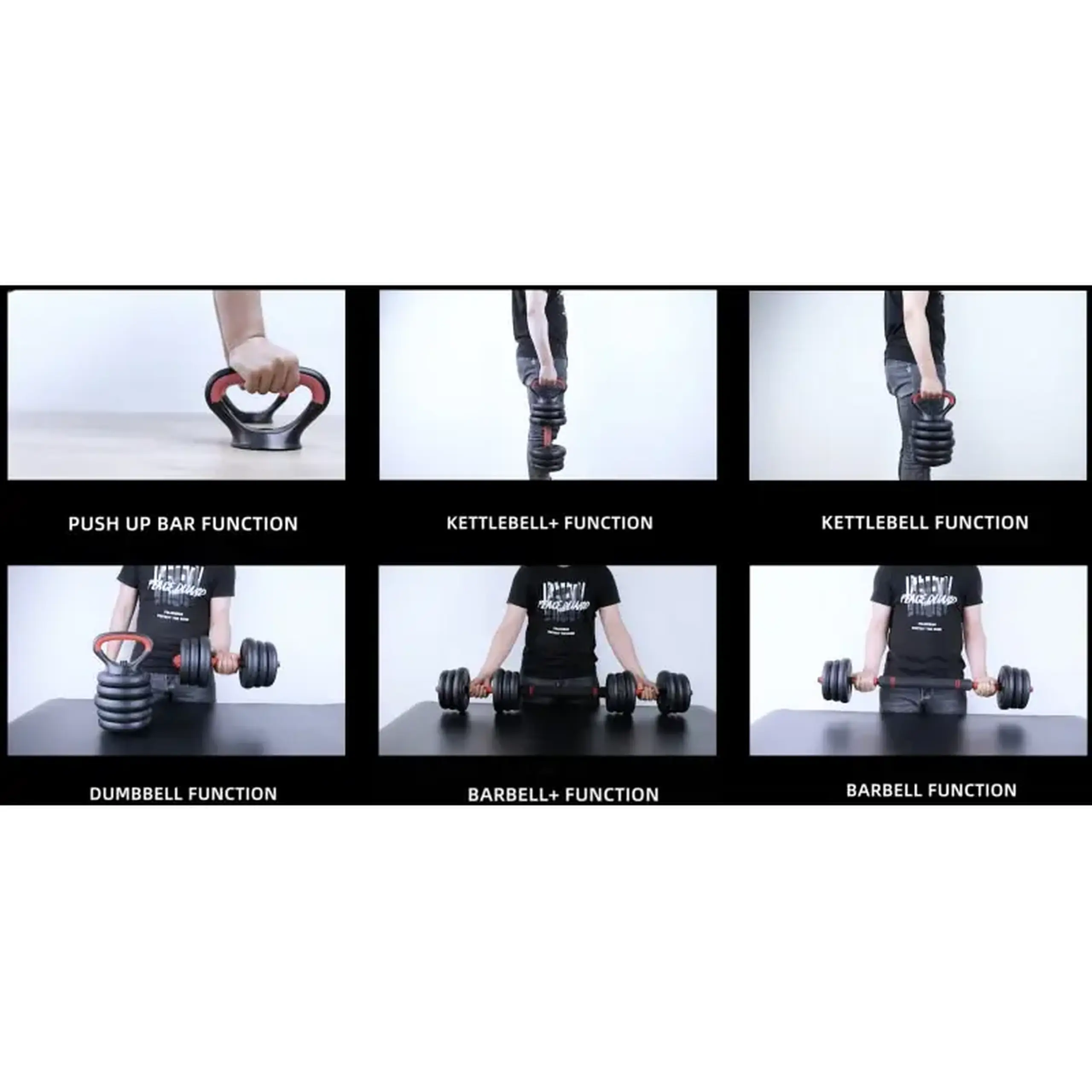 Set Gantera reglabila kettlebell FitTronic 6 in 1 de 40 kg KF40, cu o multitudine de combinatii posibile