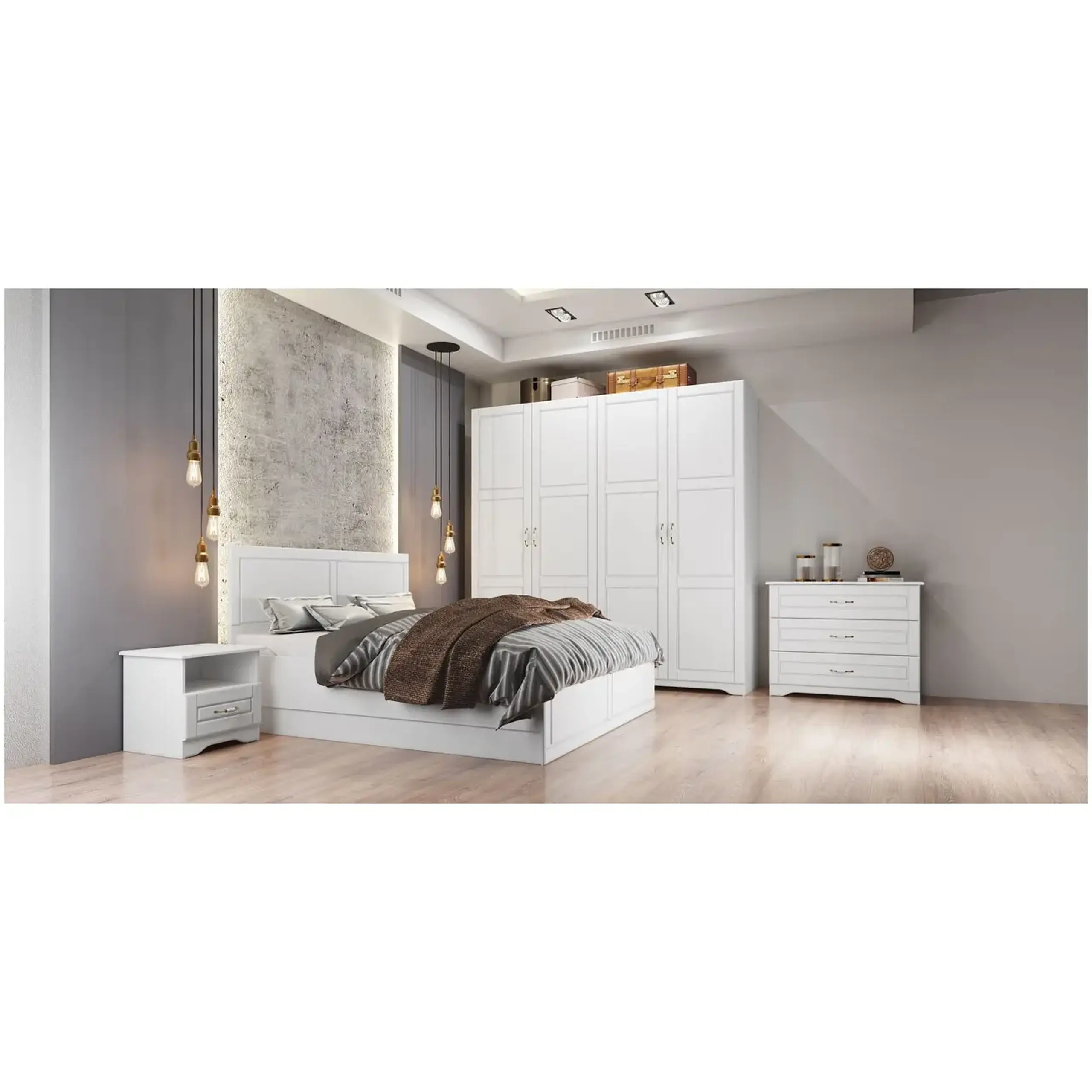 Dulap/Dressing Hoff Romance 203x54,5x205,5 cm, 4 usi, MDF, Alb