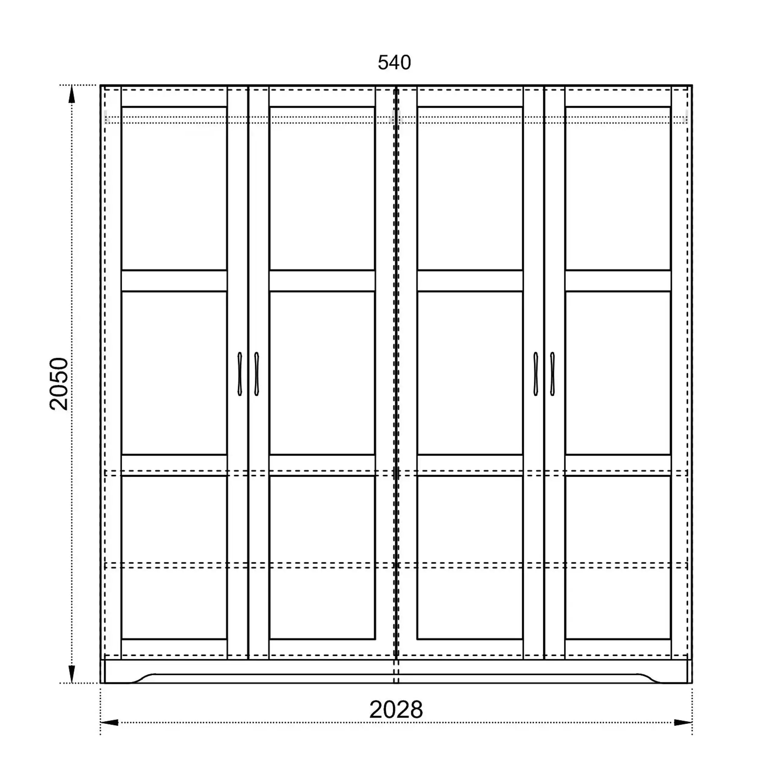 Dulap/Dressing Hoff Romance 203x54,5x205,5 cm, 4 usi, MDF, Alb