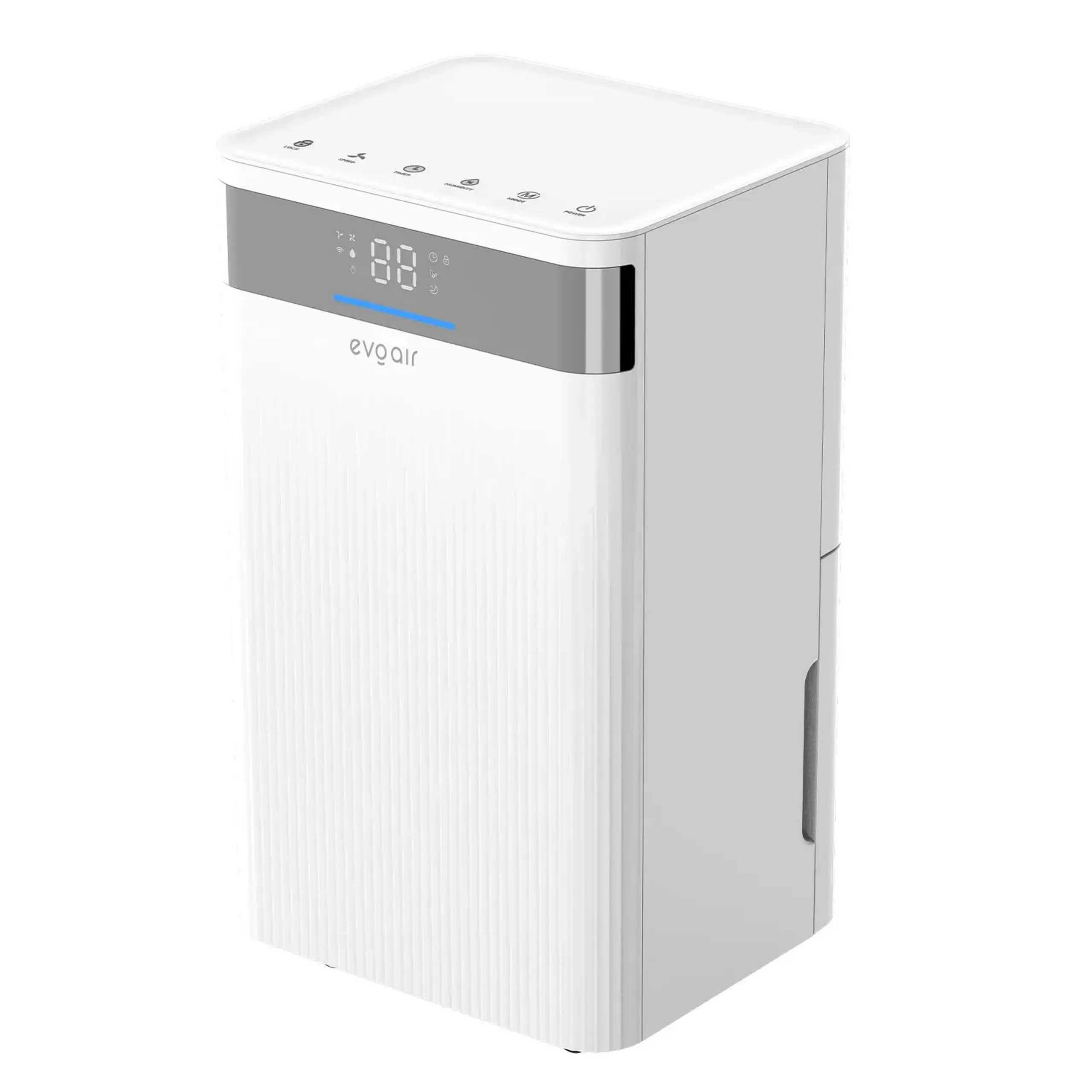Dezumidificator Evoair ComfoDry12, 12l/24h, Silentios, Senzor de Umiditate, Uscare Rufe, Mod Noapte, Lumina Ambientala, Drenaj Continuu, Alb