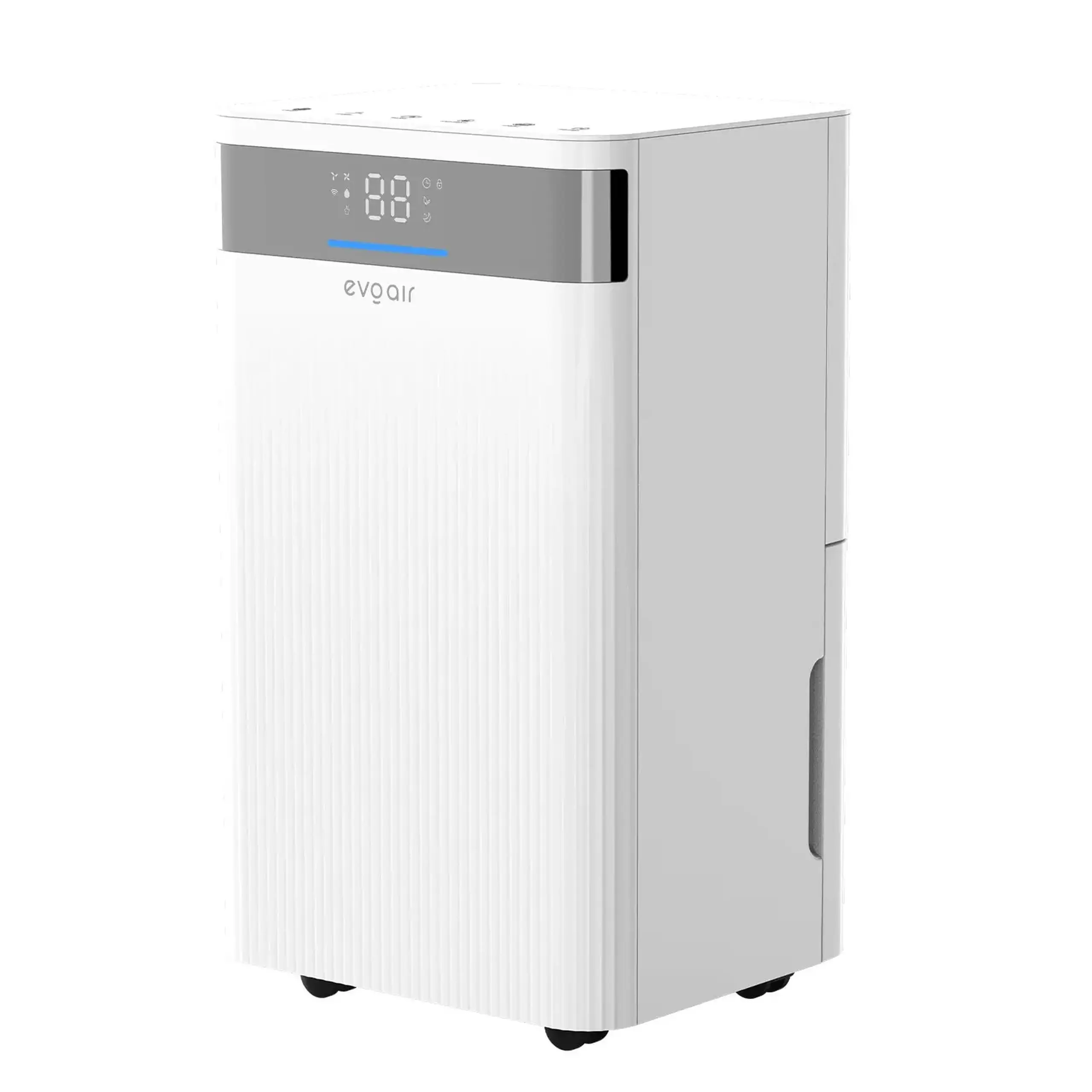 Dezumidificator Evoair ComfoDry12, 12l/24h, Silentios, Senzor de Umiditate, Uscare Rufe, Mod Noapte, Lumina Ambientala, Drenaj Continuu, Alb
