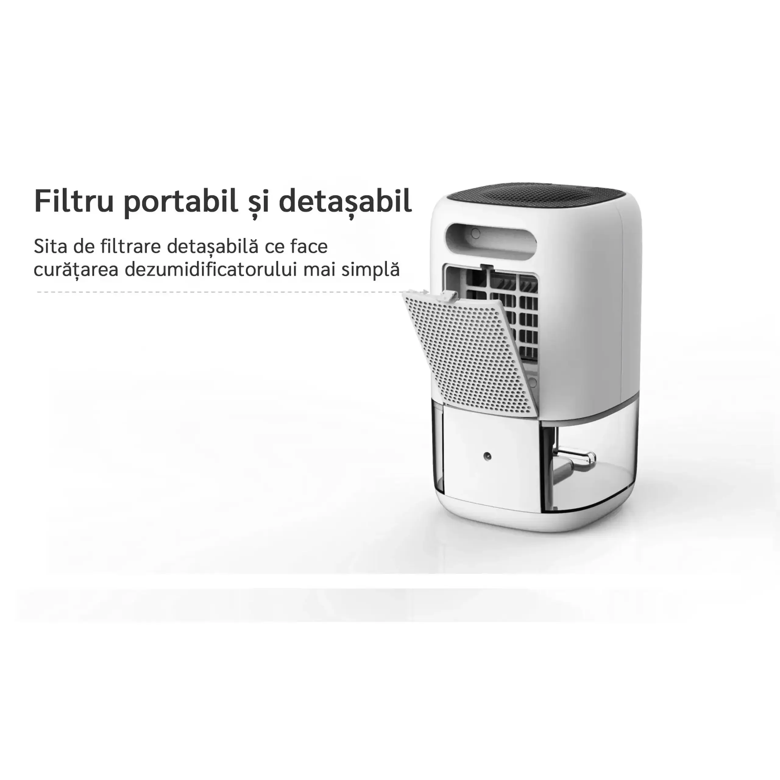 Dezumidificator aer Evoair HUMIX300, 300ml/24h, Silentios, Lumina Ambientala in 7 culori, Rezervor 1l, Alb