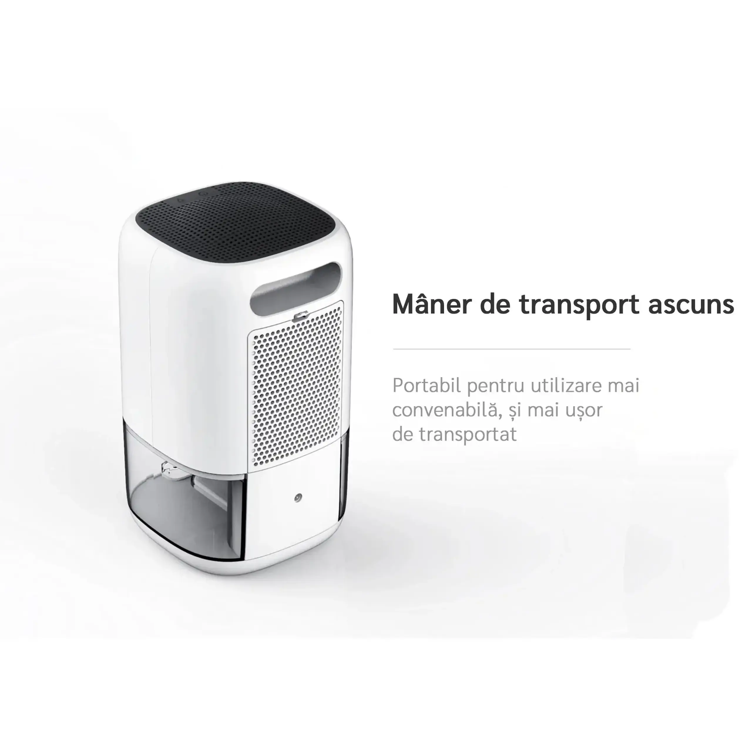 Dezumidificator aer Evoair HUMIX300, 300ml/24h, Silentios, Lumina Ambientala in 7 culori, Rezervor 1l, Alb
