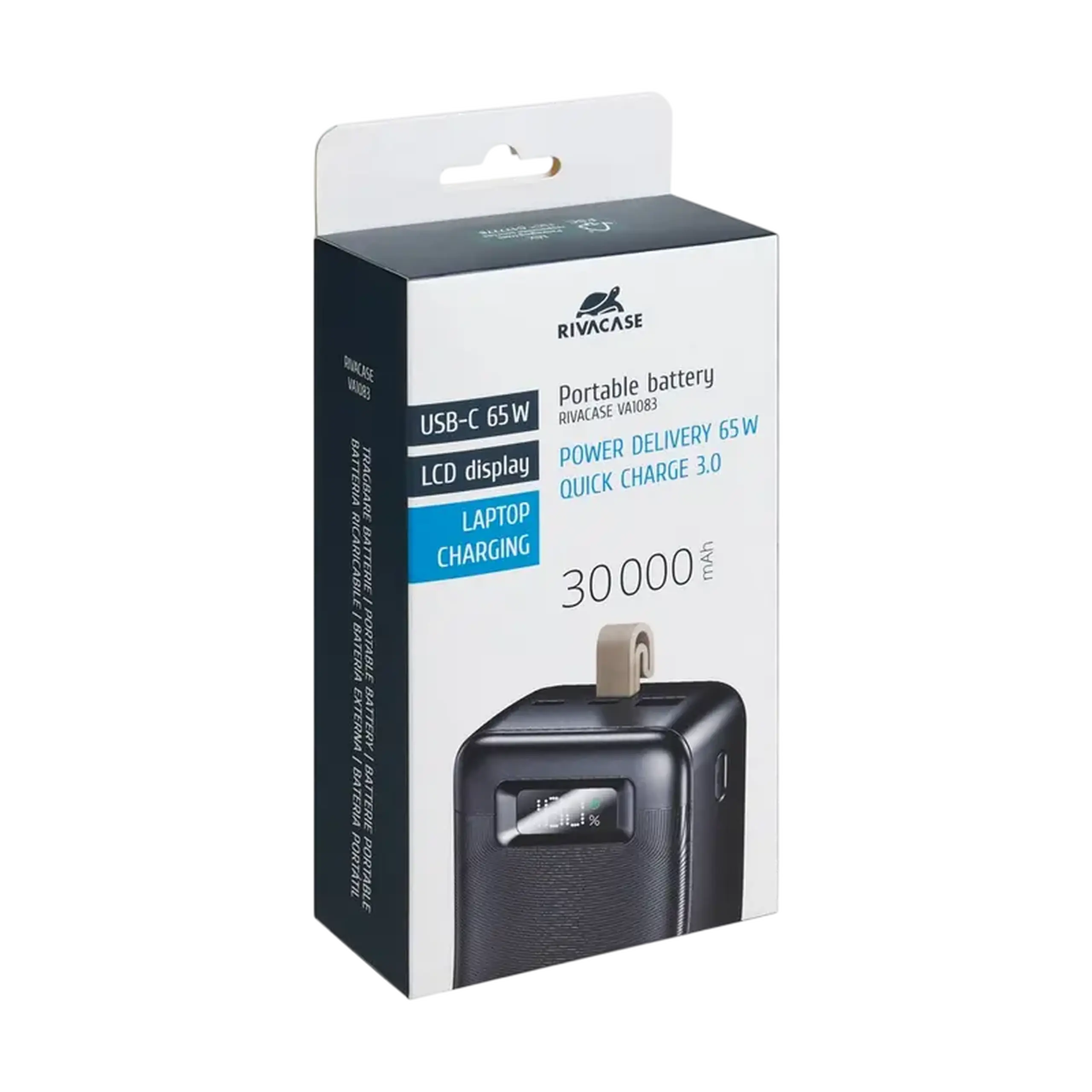 Acumulator extern Rivacase VA1083, 30000mAh, Negru
