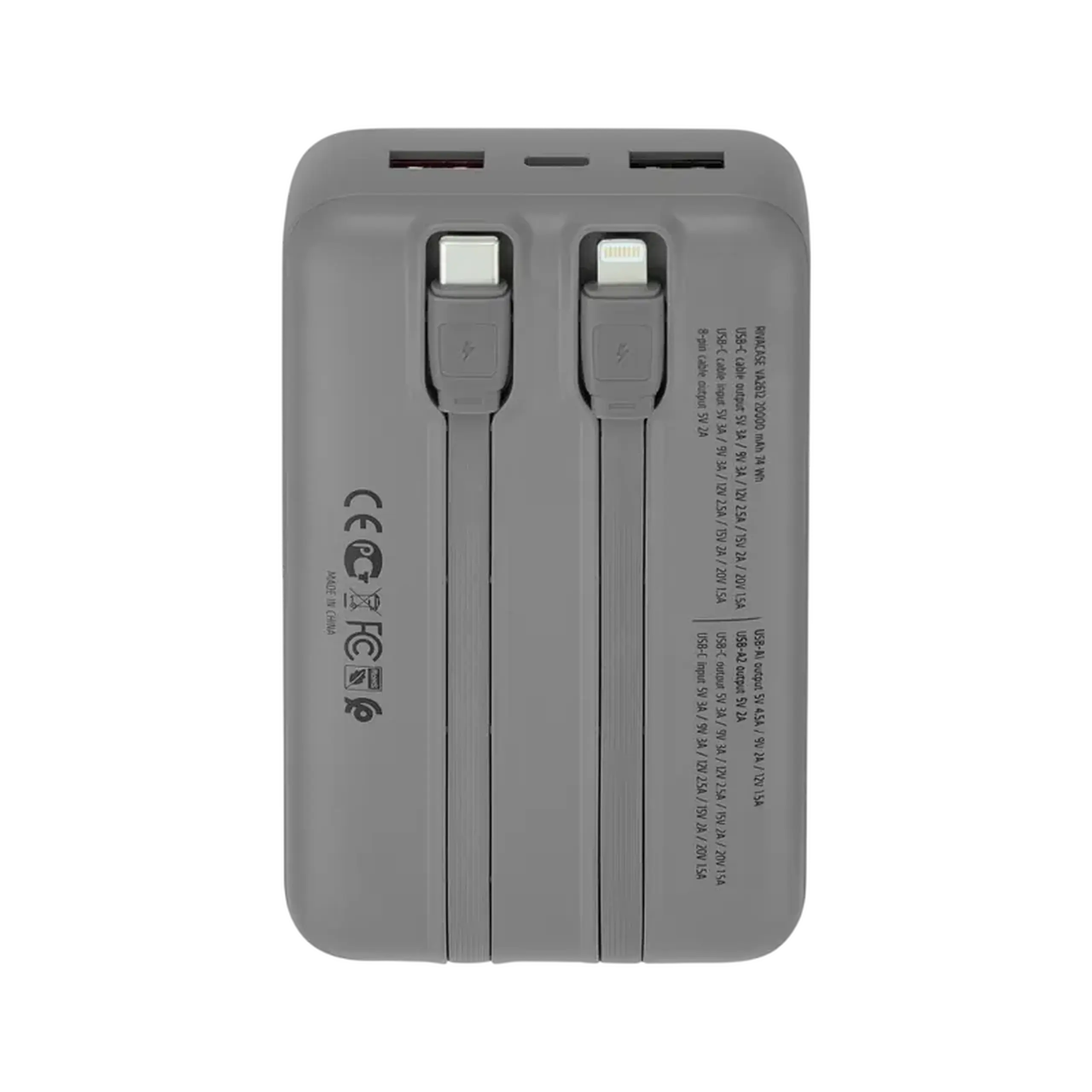 Acumulator extern Rivacase VA2612, 20000mAh, Argintiu