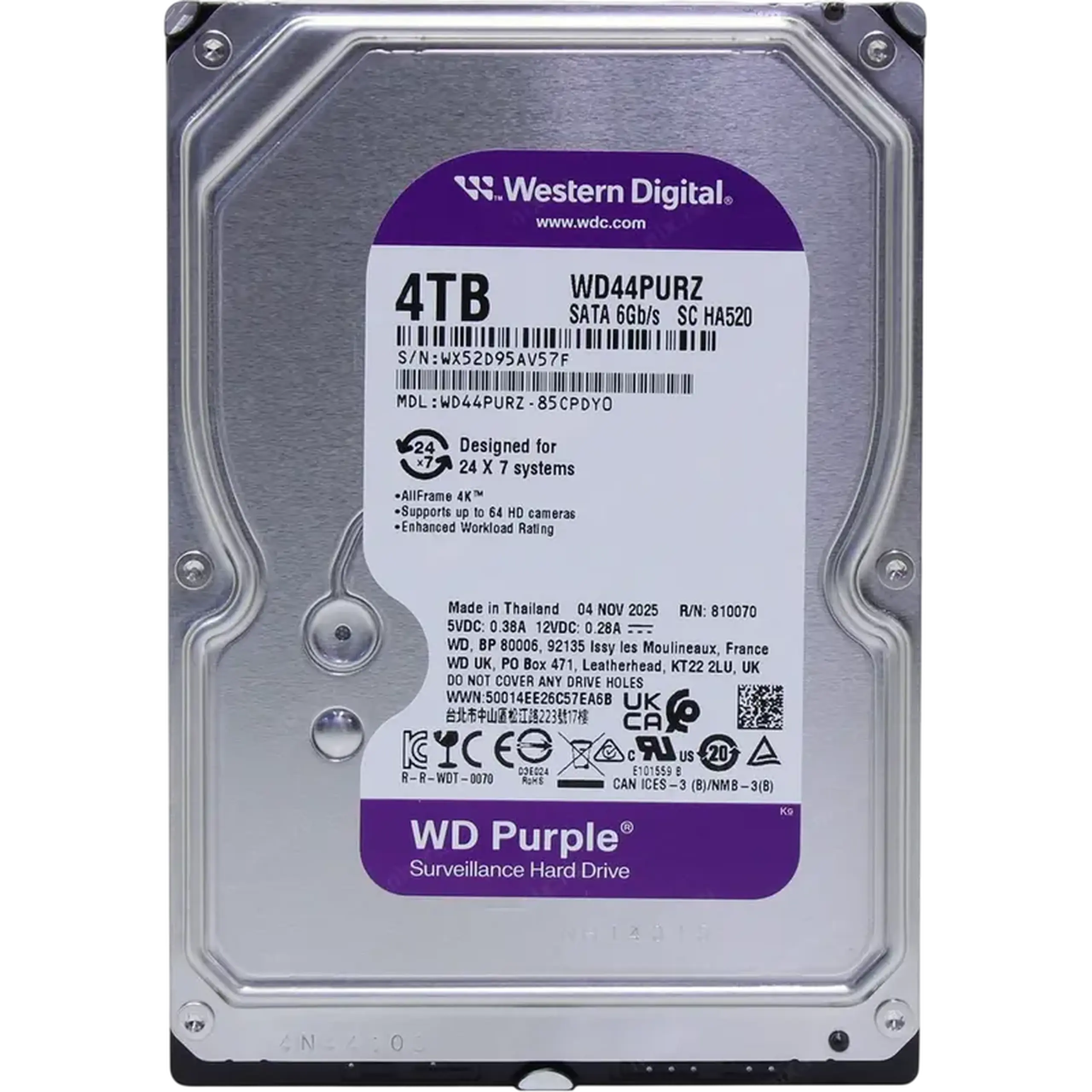 Unitate HDD Western Digital WD Purple, 3.5", 4 TB <WD44PURZ>