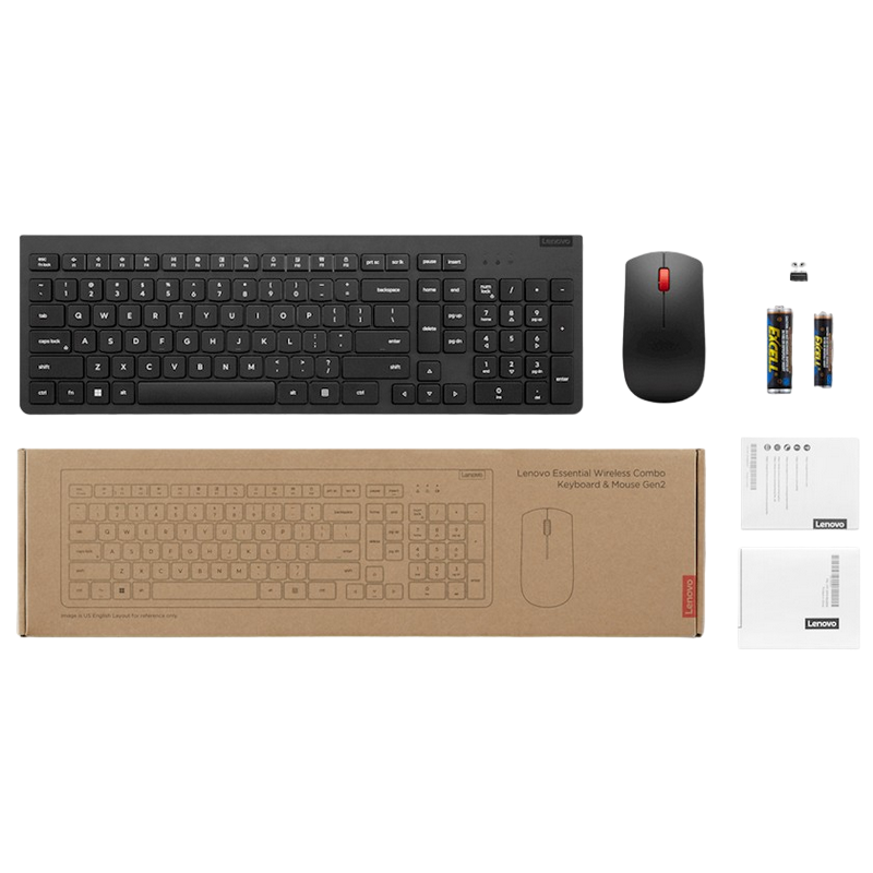 Keyboard Lenovo Essential, Full size; Spill resistant, 2.5-zone layout, Low profile key, Adjustable