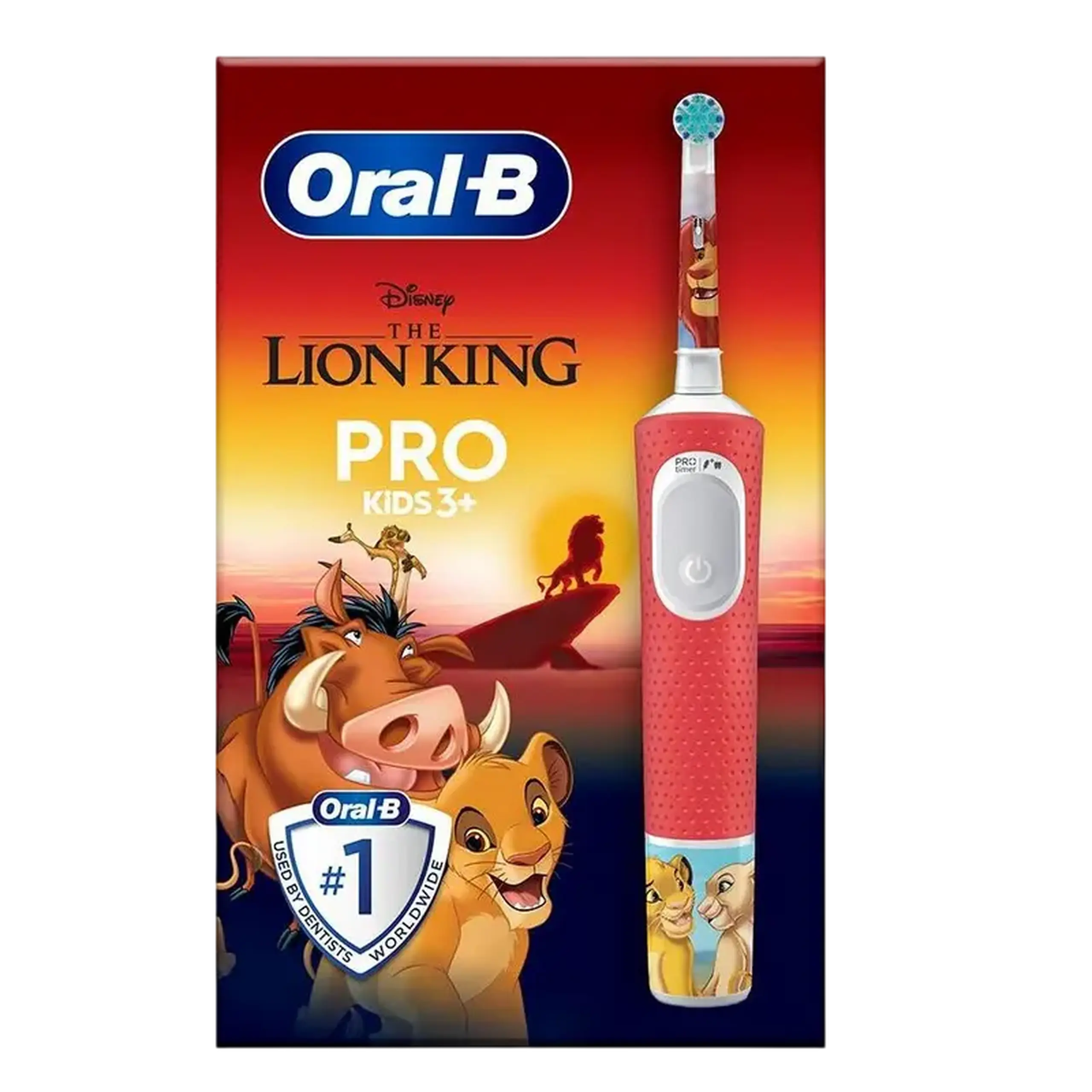 Periuță de dinți electrică Braun Oral-B Pro Kids Lion King, Roșu