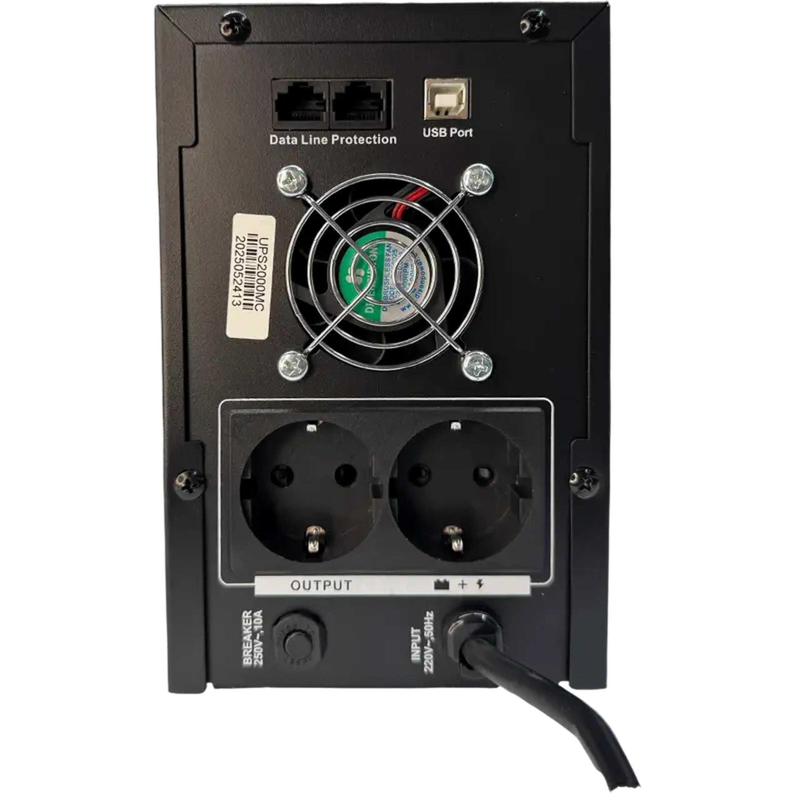 UPS Power UPS2000MC 2000VA/1200W, Tower, LCD, AVR, USB, RJ11/RJ45, 2*Schuko sockets, metal case