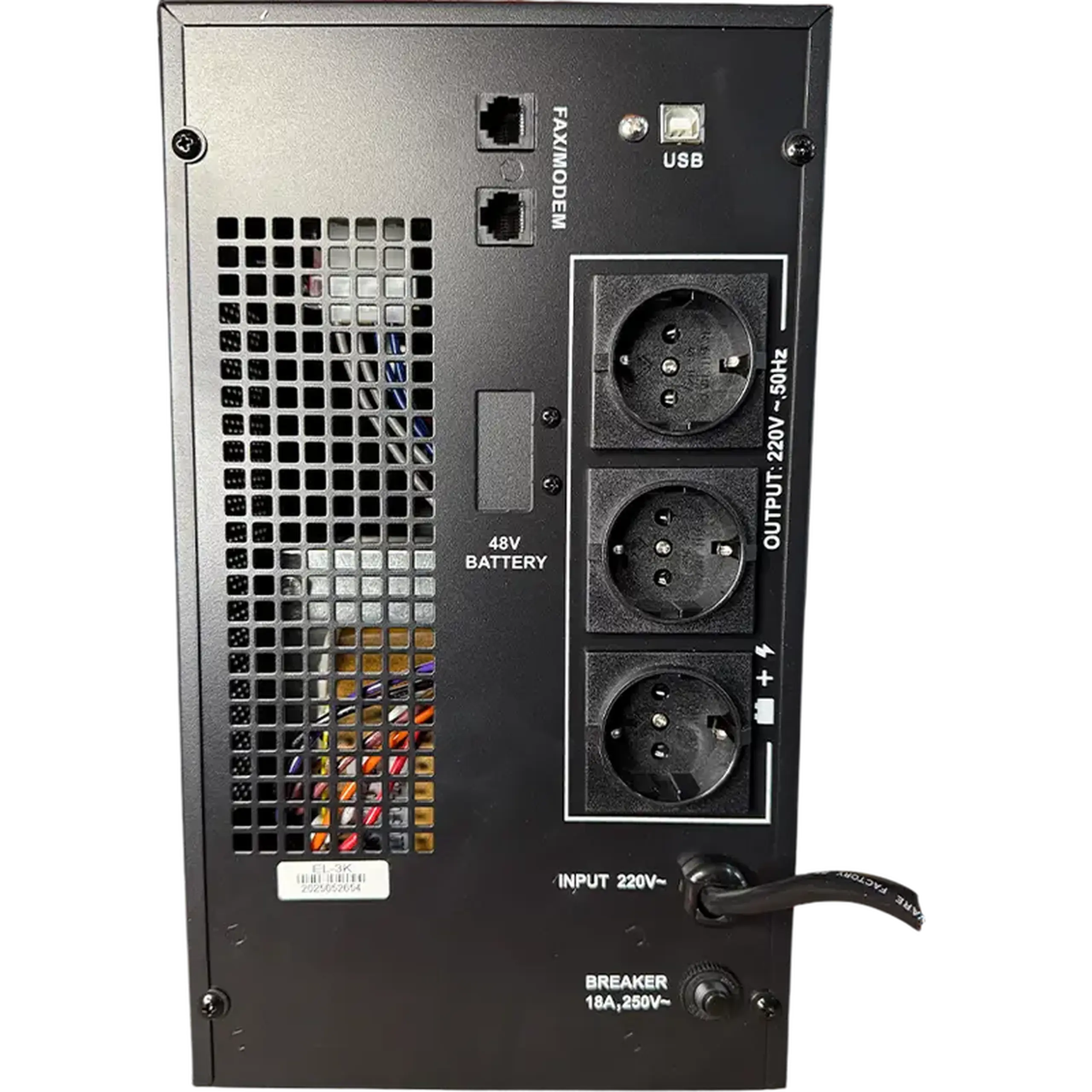 UPS Power EL - 3K 3000VA/2400W, turn, undă sinusoidală pură, LCD, AVR, USB, RJ11/RJ45, 3 * prize Schuko