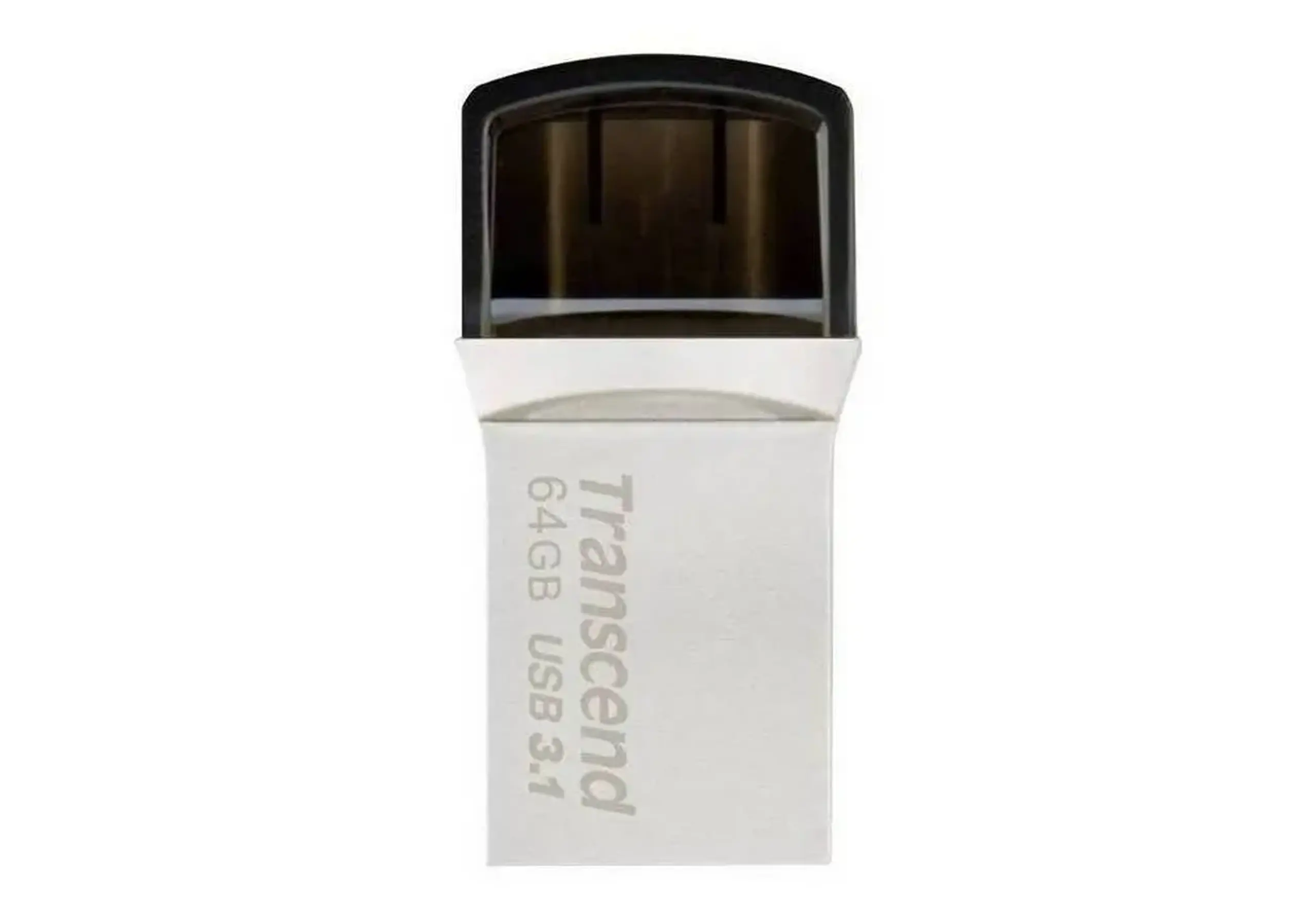 Unitate Flash USB3.1/Type - C de 64 GB Transcend „JetFlash 890”, argintiu, carcasă metalică, OTG (R/W:90/30MB/s)