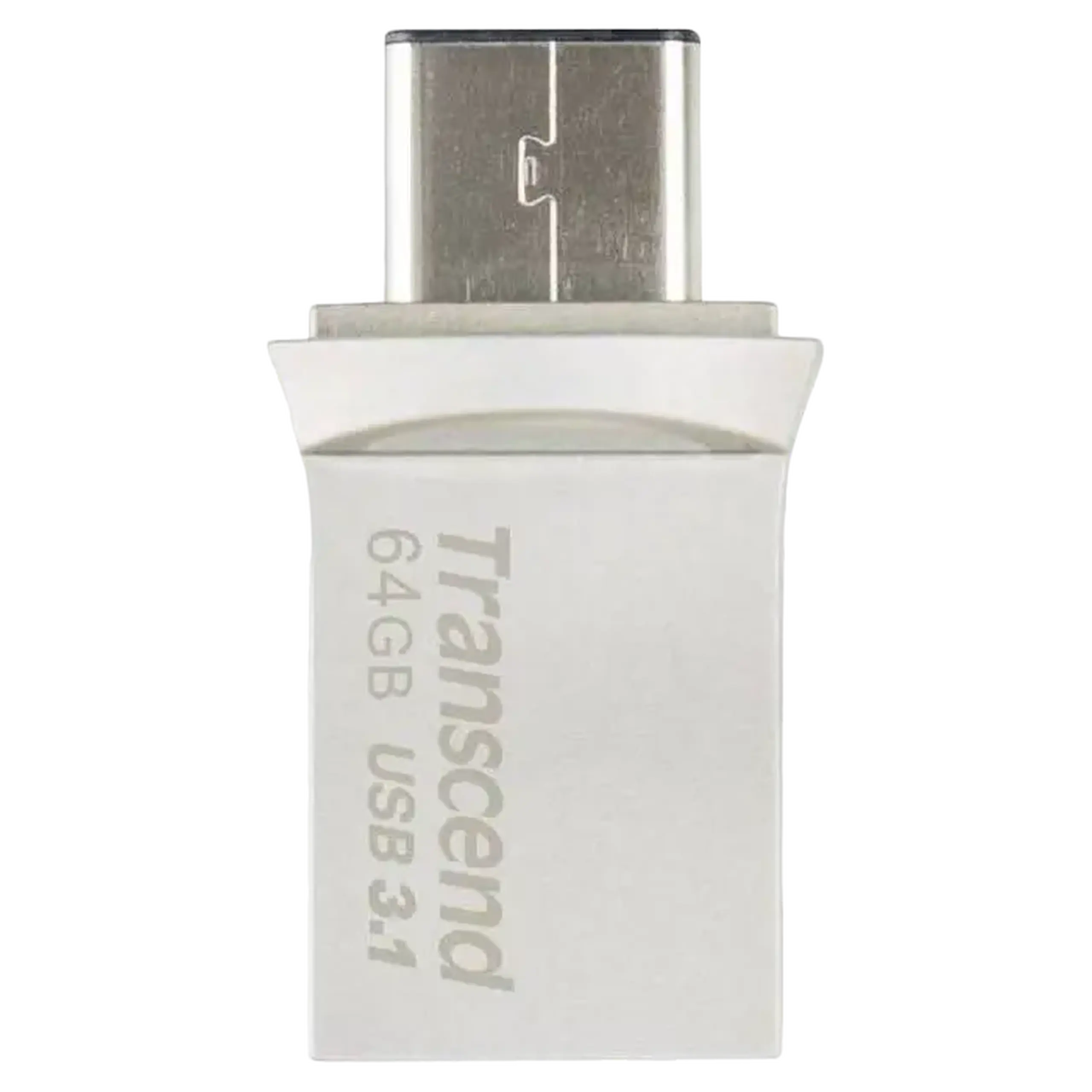 Unitate Flash USB3.1/Type - C de 64 GB Transcend „JetFlash 890”, argintiu, carcasă metalică, OTG (R/W:90/30MB/s)