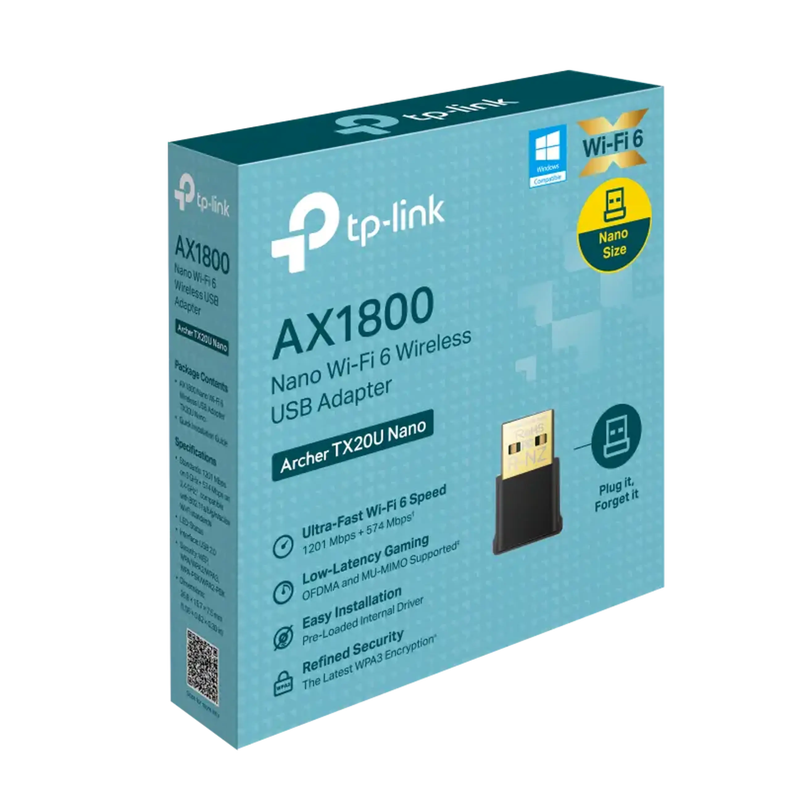 Adaptor LAN USB2.0 Nano Wi - Fi 6 Dual Band TP - LINK "Archer TX20U Nano", AX1800