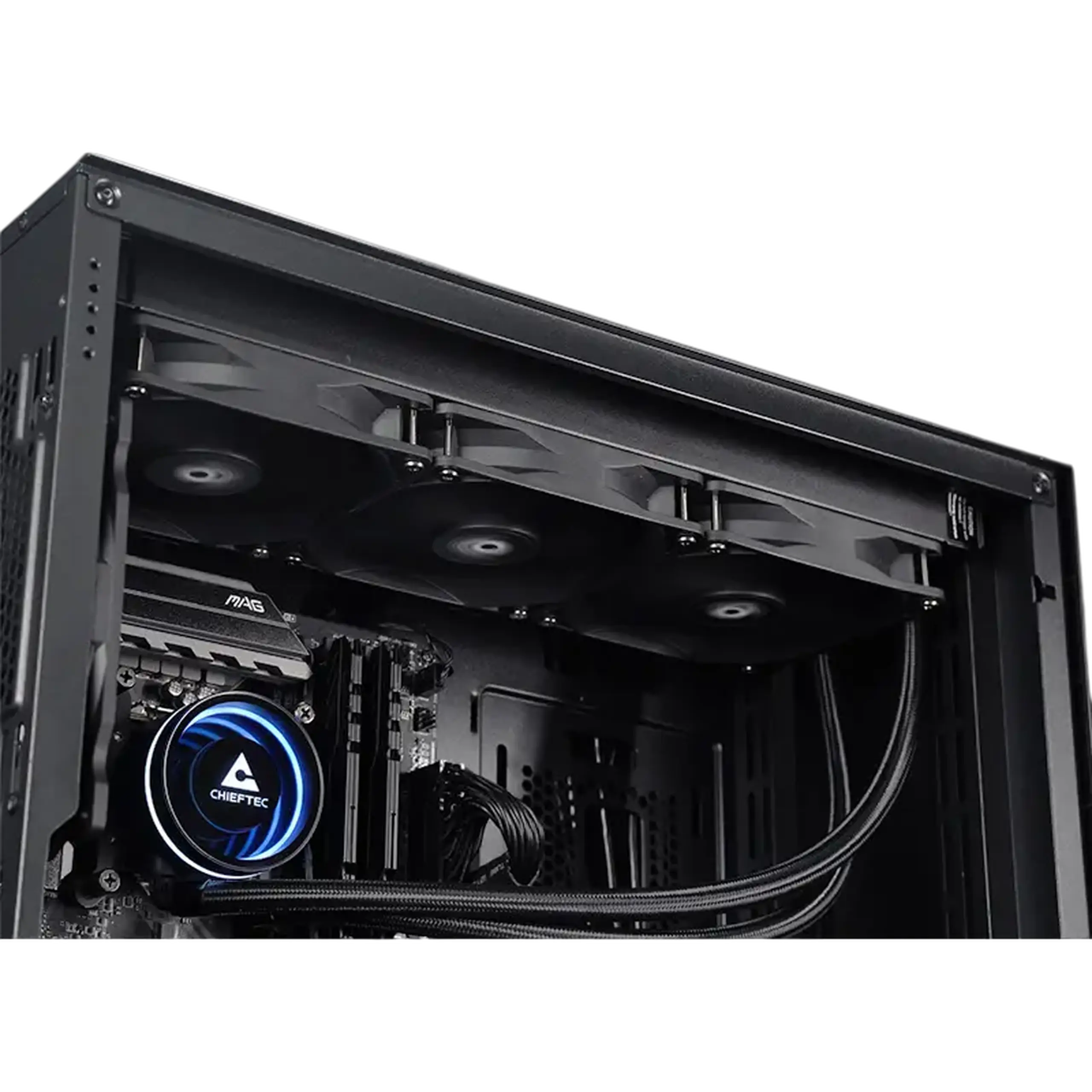 Răcire cu lichid AIO Chieftec „Iceberg 360 DARK” (<34,7 dBA, 64,72 CFM, 3x120 mm, 500 - 2200 rpm, Infinity M