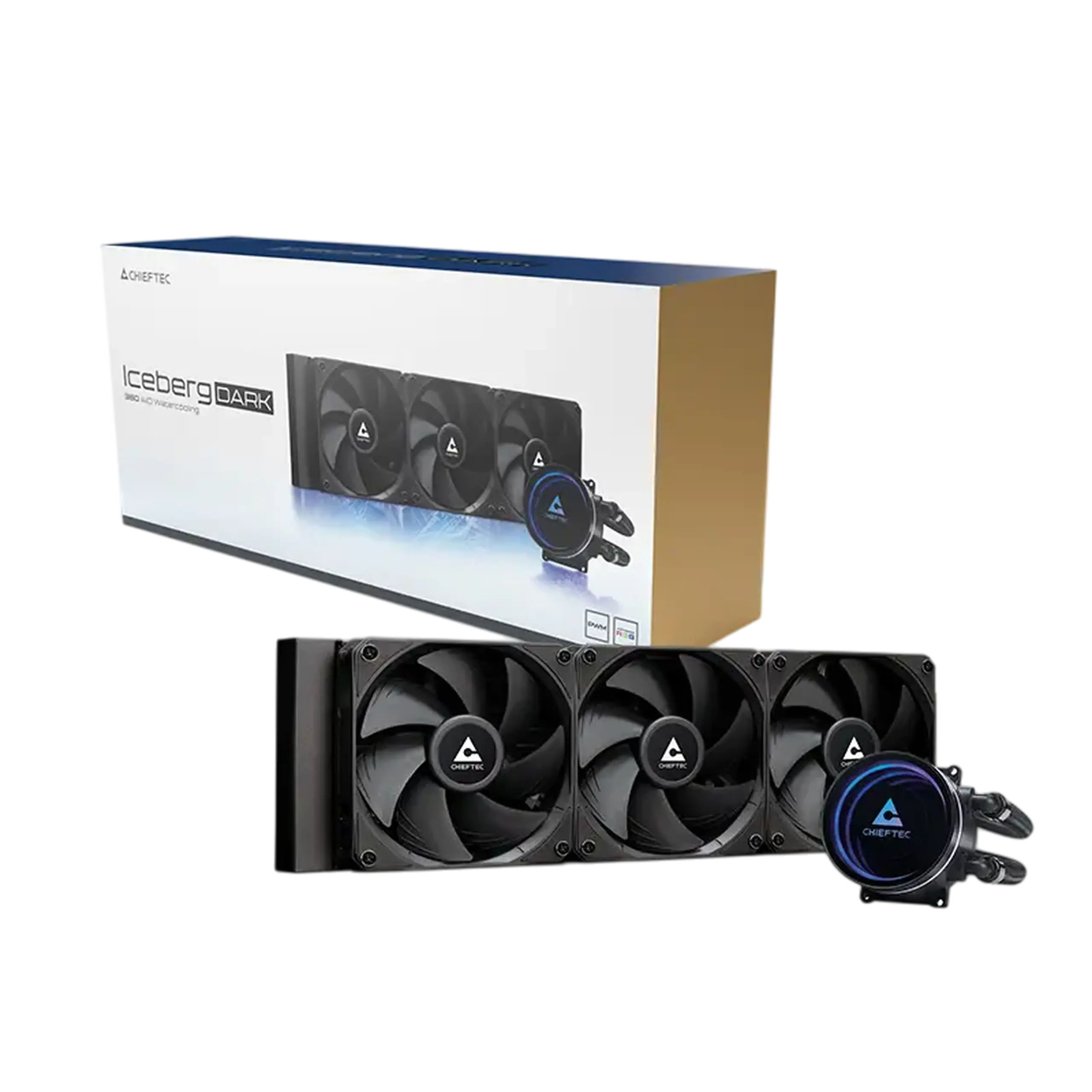 Răcire cu lichid AIO Chieftec „Iceberg 360 DARK” (<34,7 dBA, 64,72 CFM, 3x120 mm, 500 - 2200 rpm, Infinity M