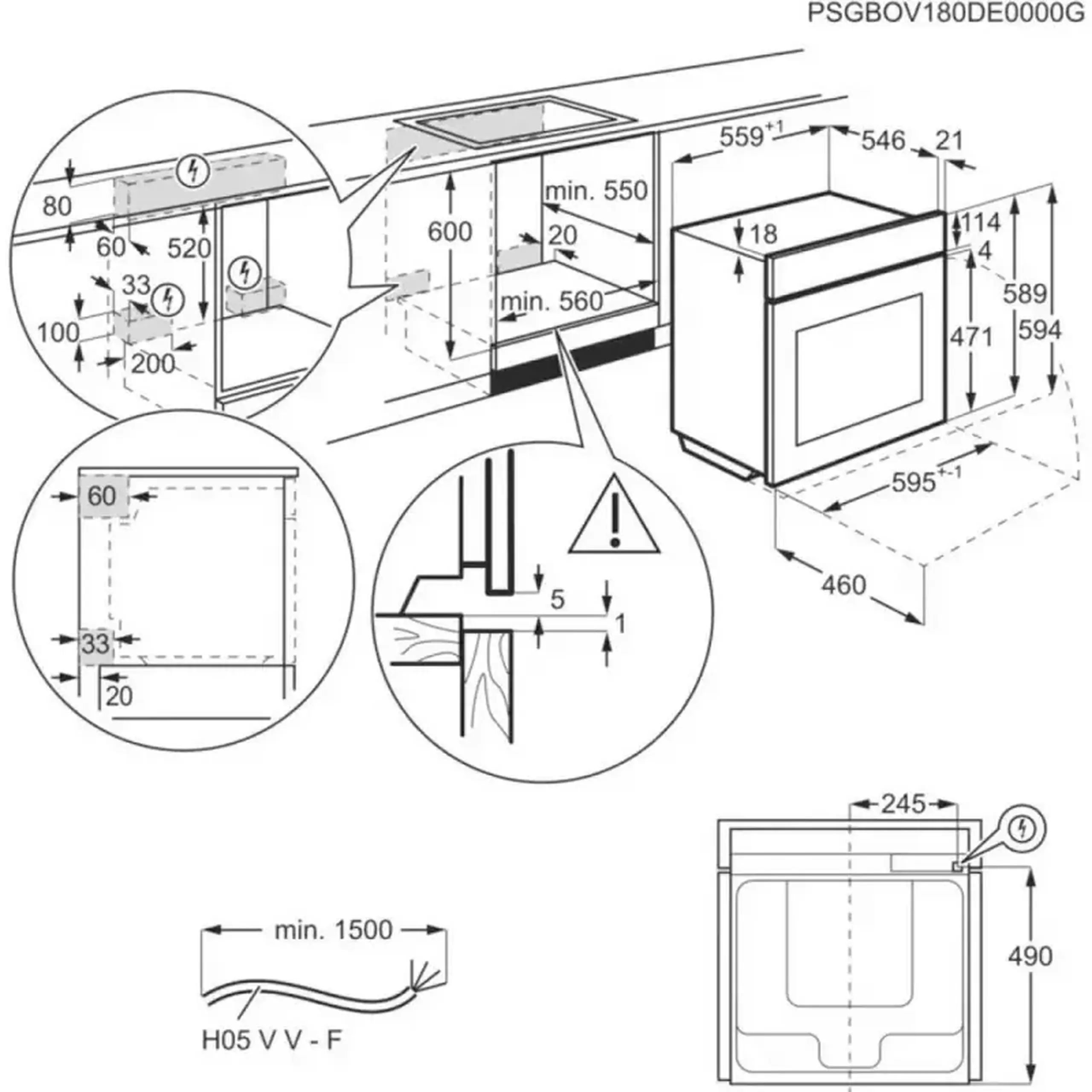 Cuptor Electric AEG OS6CB531AB, Negru