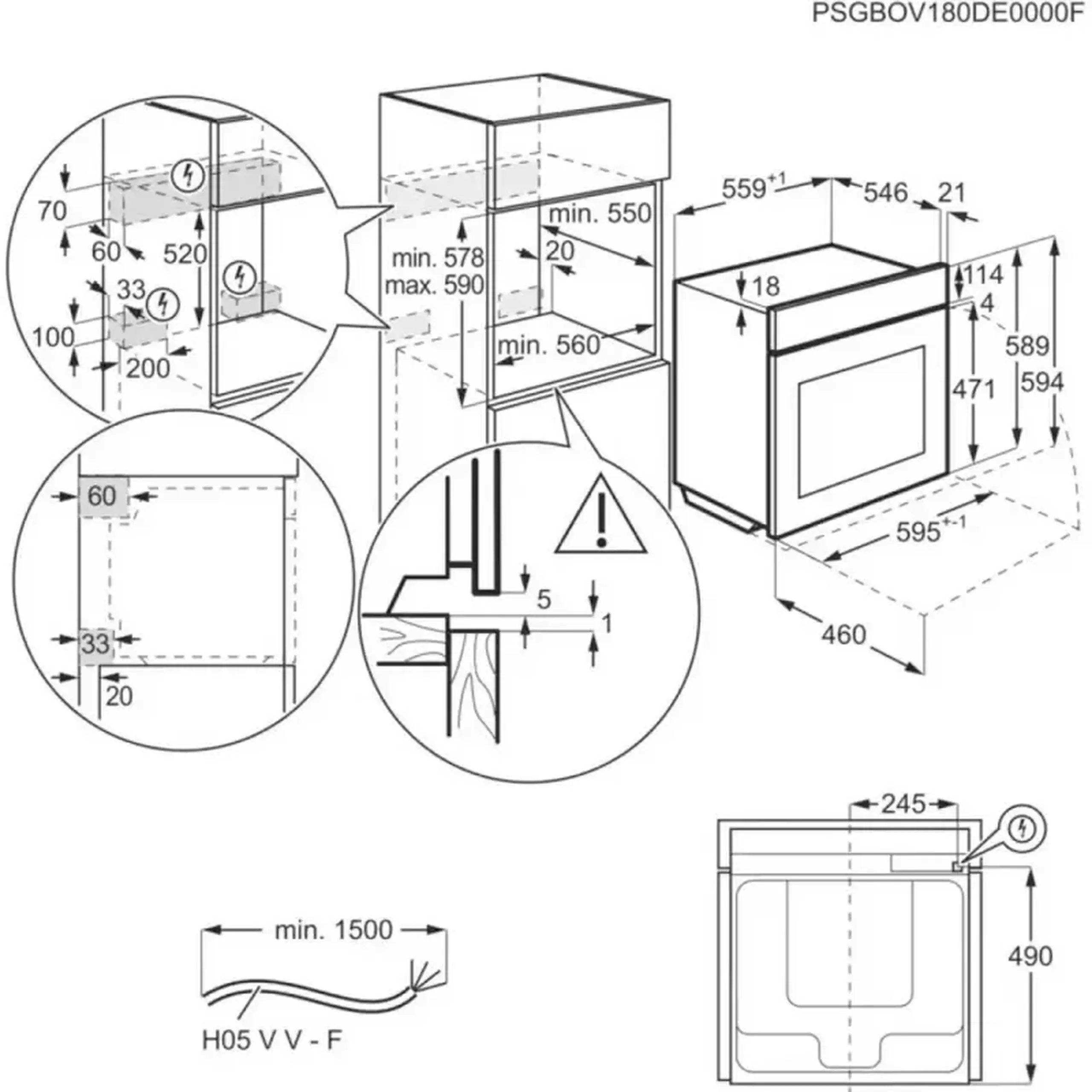 Cuptor Electric AEG OS6CB531AB, Negru