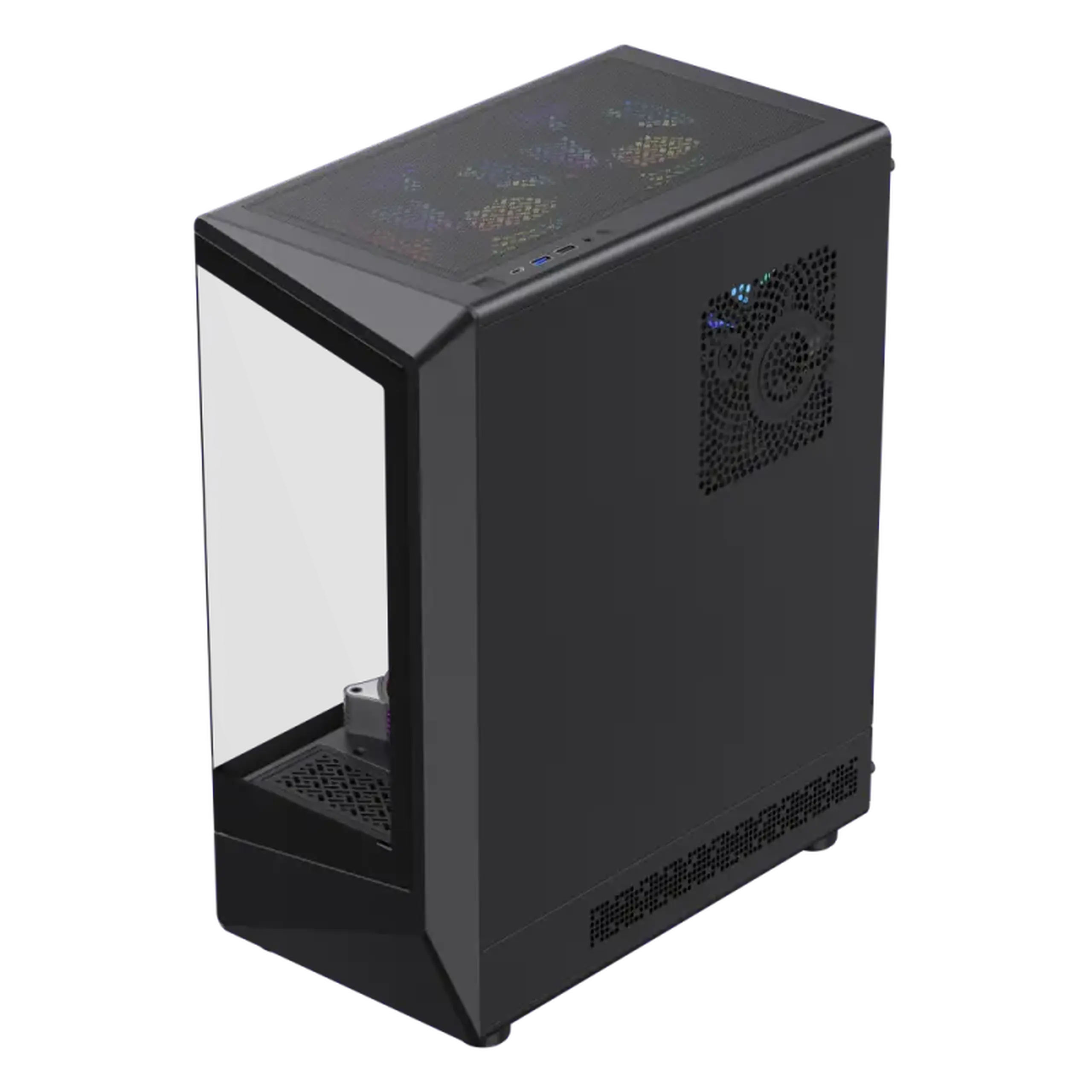 Carcasă ATX GAMEMAX Vista COC AB, fără PSU, 0,6 mm, 5x120 mm ARGB, bandă ARGB, Front&Side TGl, 1xUSB - C, 1x