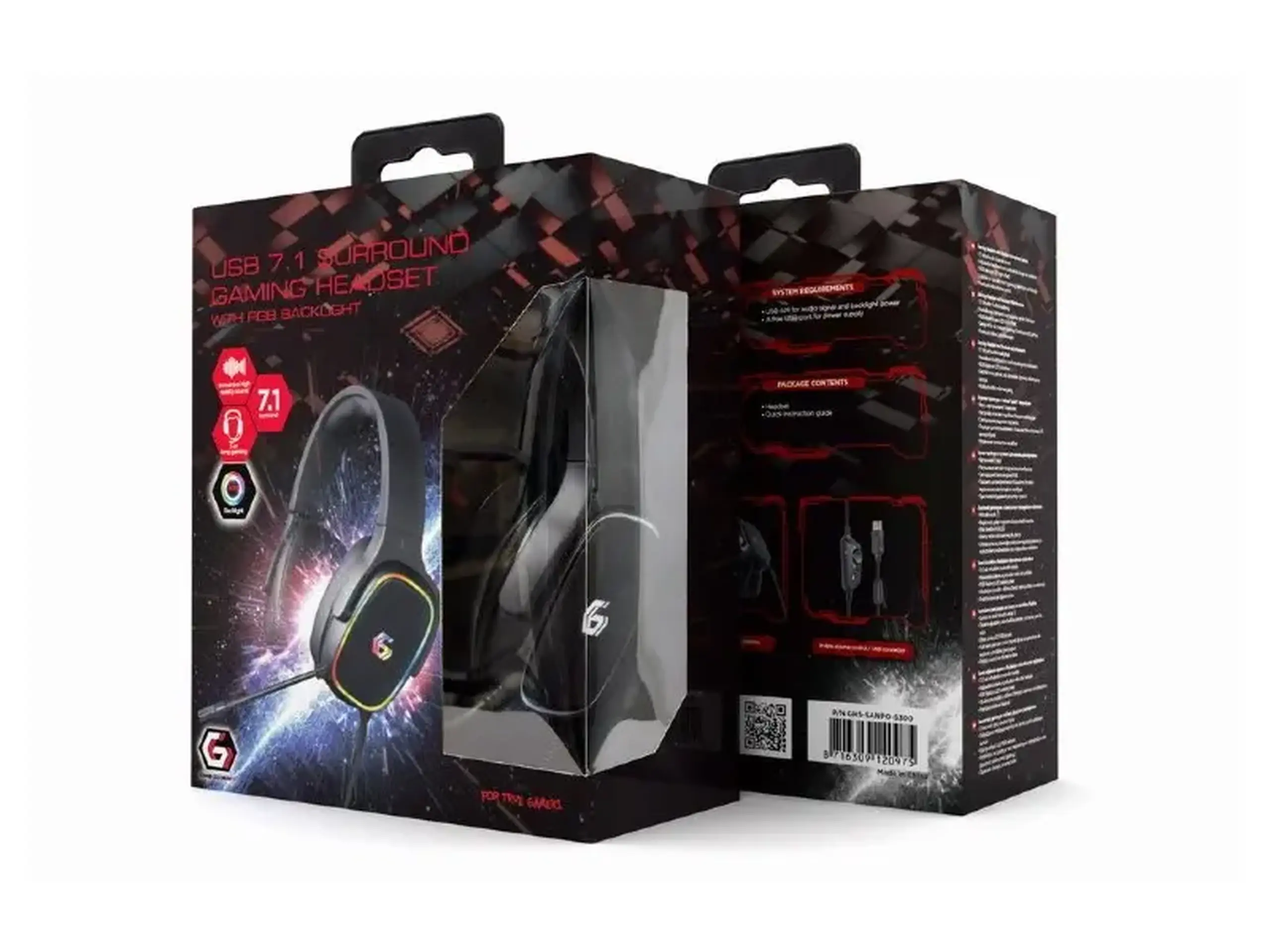 Căști pentru jocuri GMB GHS - SANPO - S3, driver de 50 mm, 20 - 20 kHz, 32 Ohm, 105 db, 370 g., Virtual 7.1, RGB, 2,2