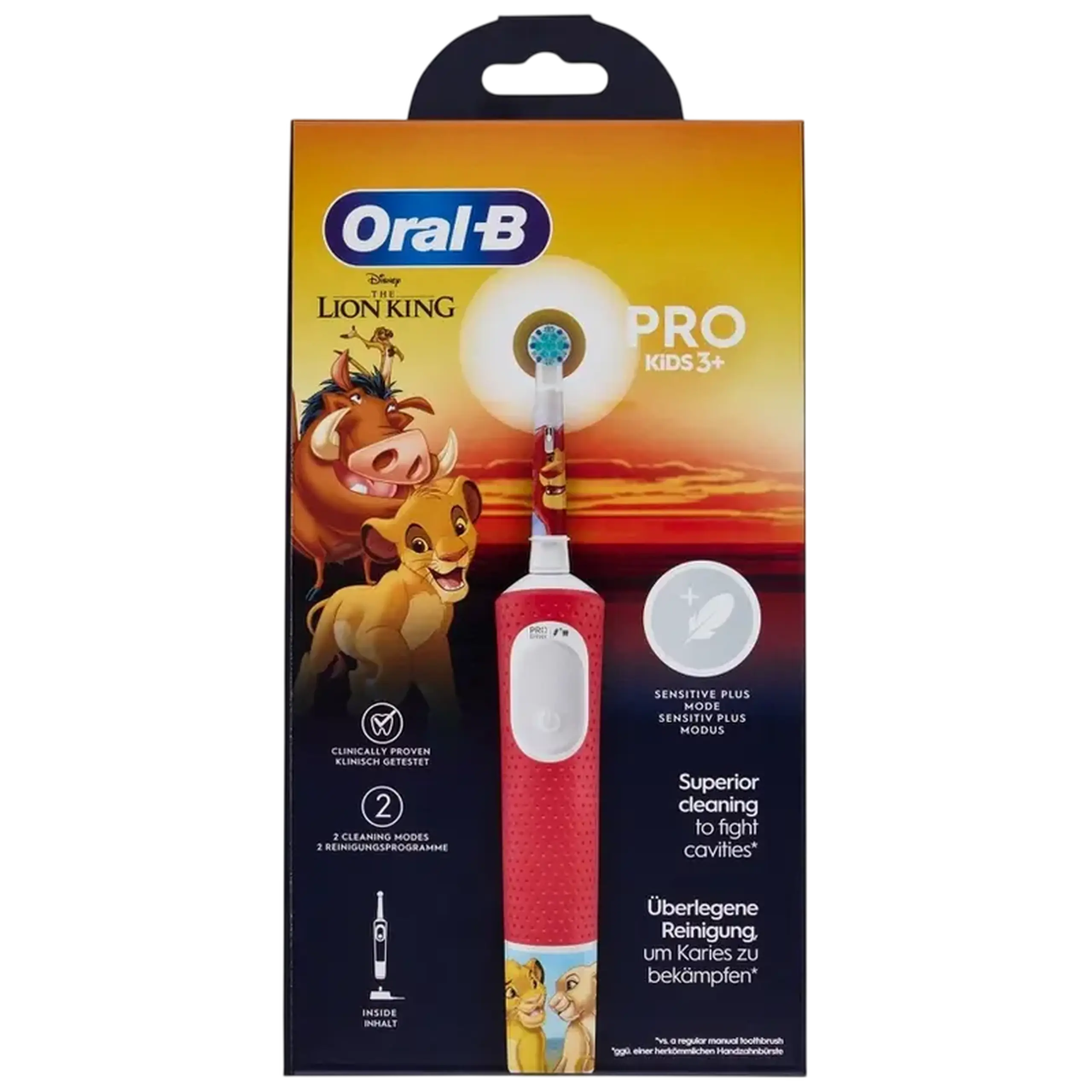 Periuță de dinți electrică Braun Oral-B Pro Kids Lion King, Roșu