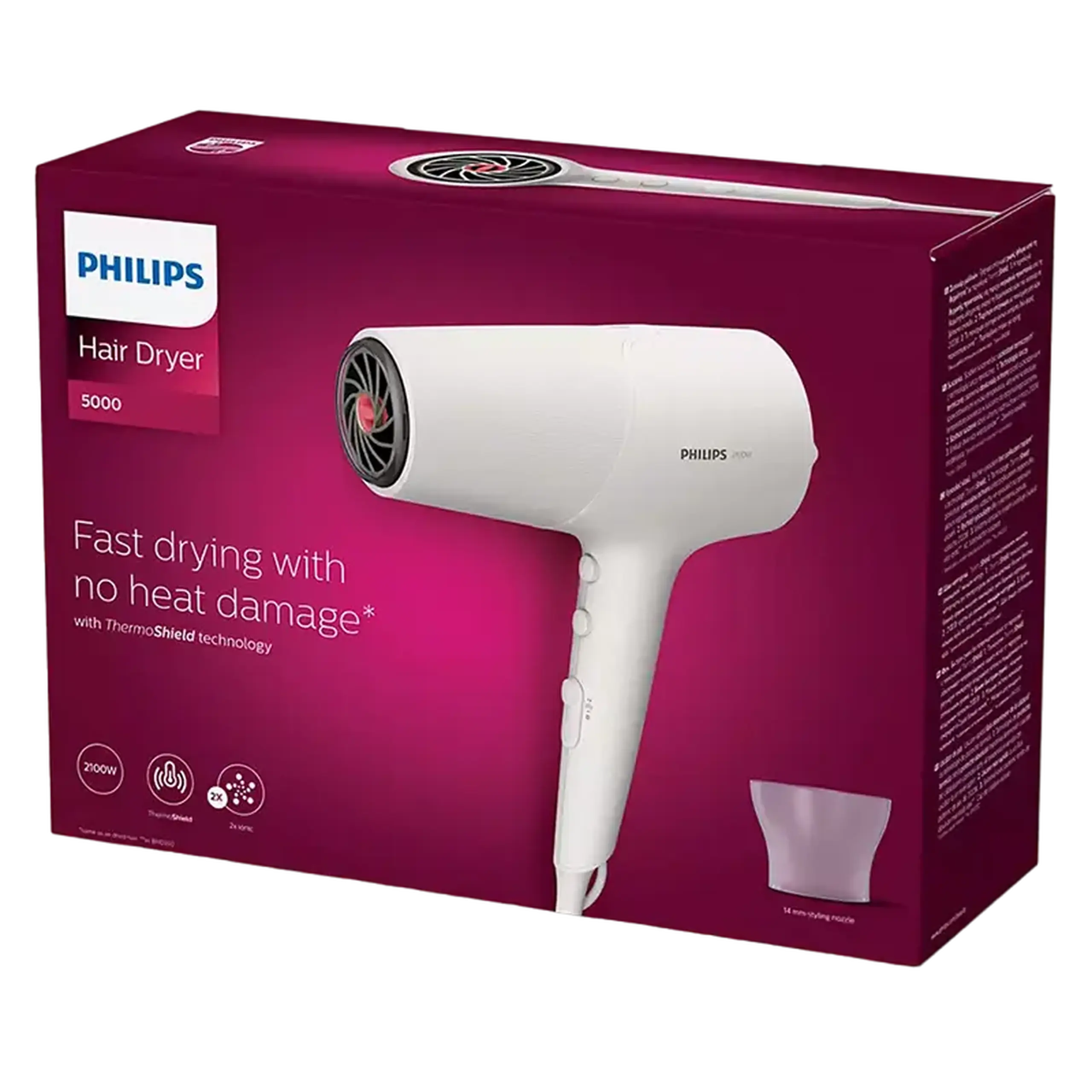 Uscător de păr Philips BHD501/00, 2100W, Alb
