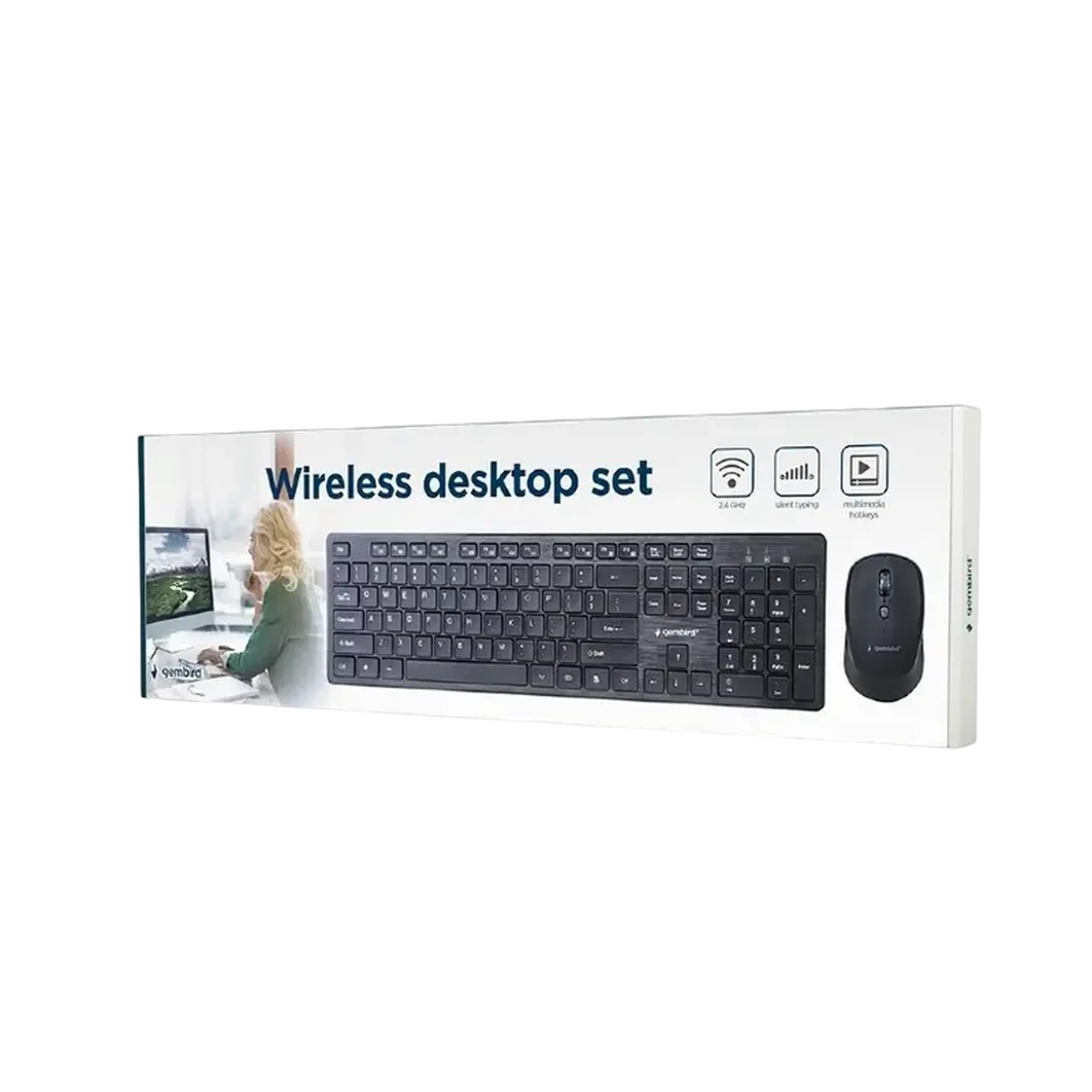 Tastatură și Mouse fără fir Gembird KBS - WCH - 04 - RU, taste Fn, Slim, 1600 dpi, 4 butoane, Ambidextru, 1