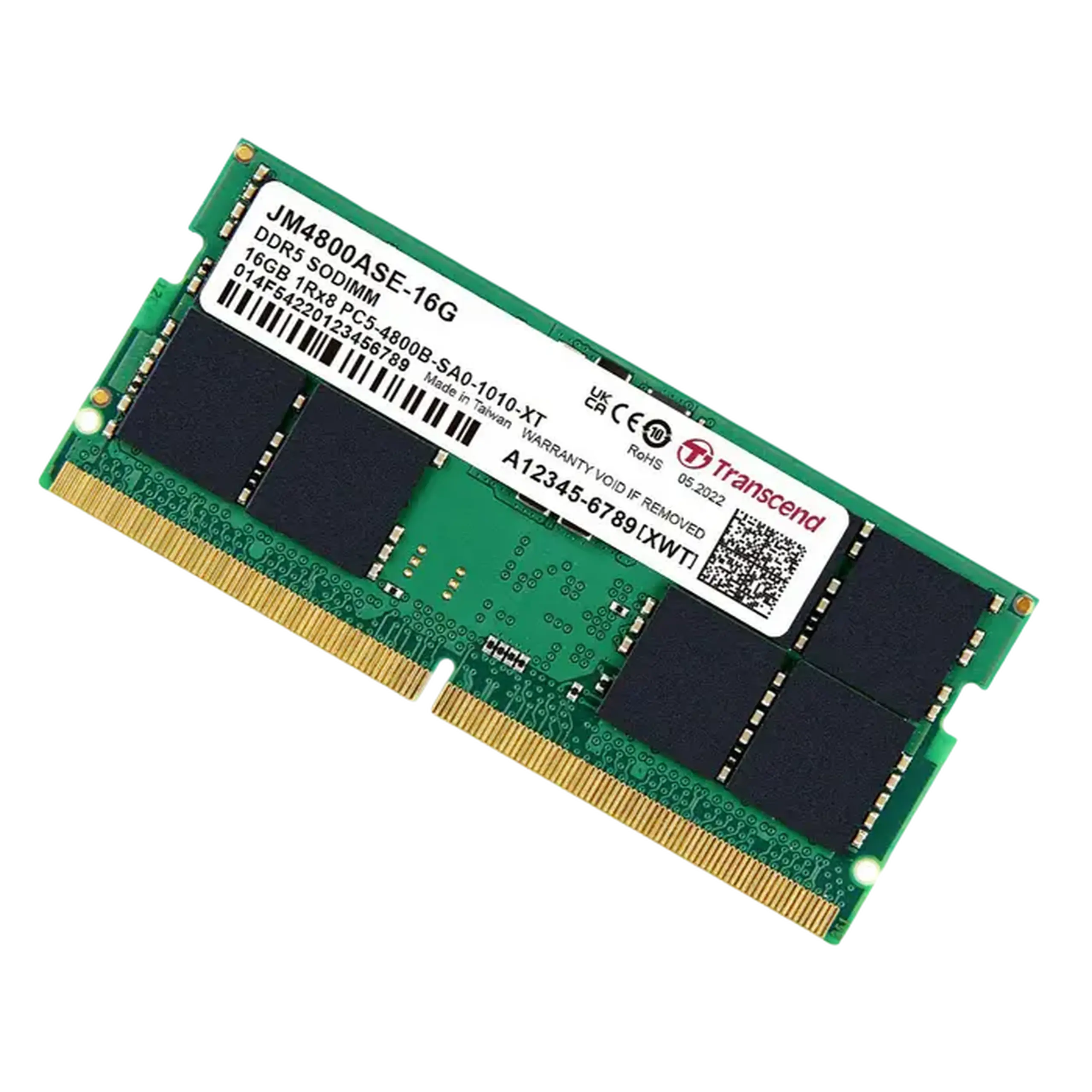 16 GB DDR5 - 4800MHz SODIMM Transcend JetRam, PC5 - 38400U, 1Rx8, CL40, 1,1 V