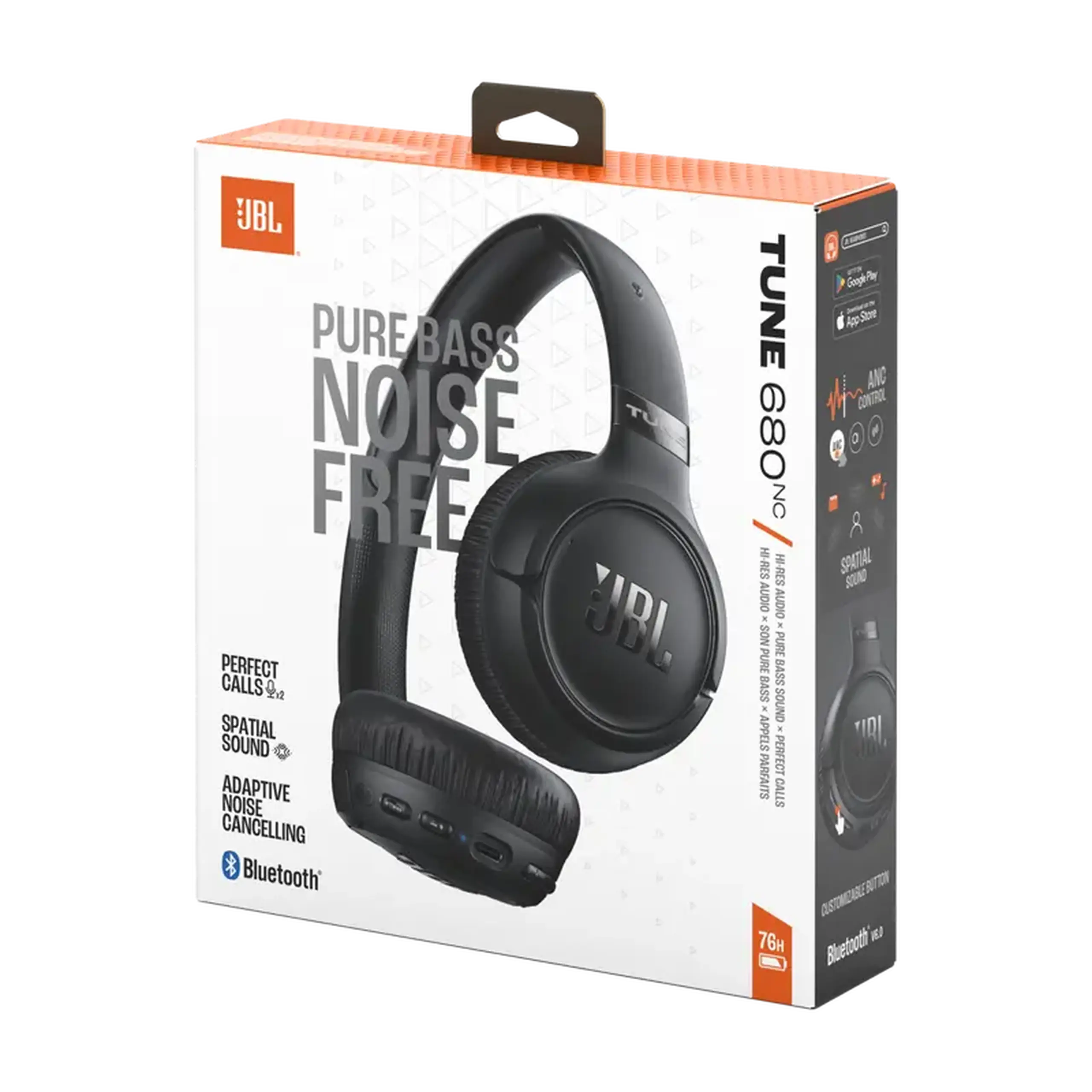 Căști Bluetooth JBL T680NC, negru, on - ear, anulare adaptivă a zgomotului cu Ambient inteligent