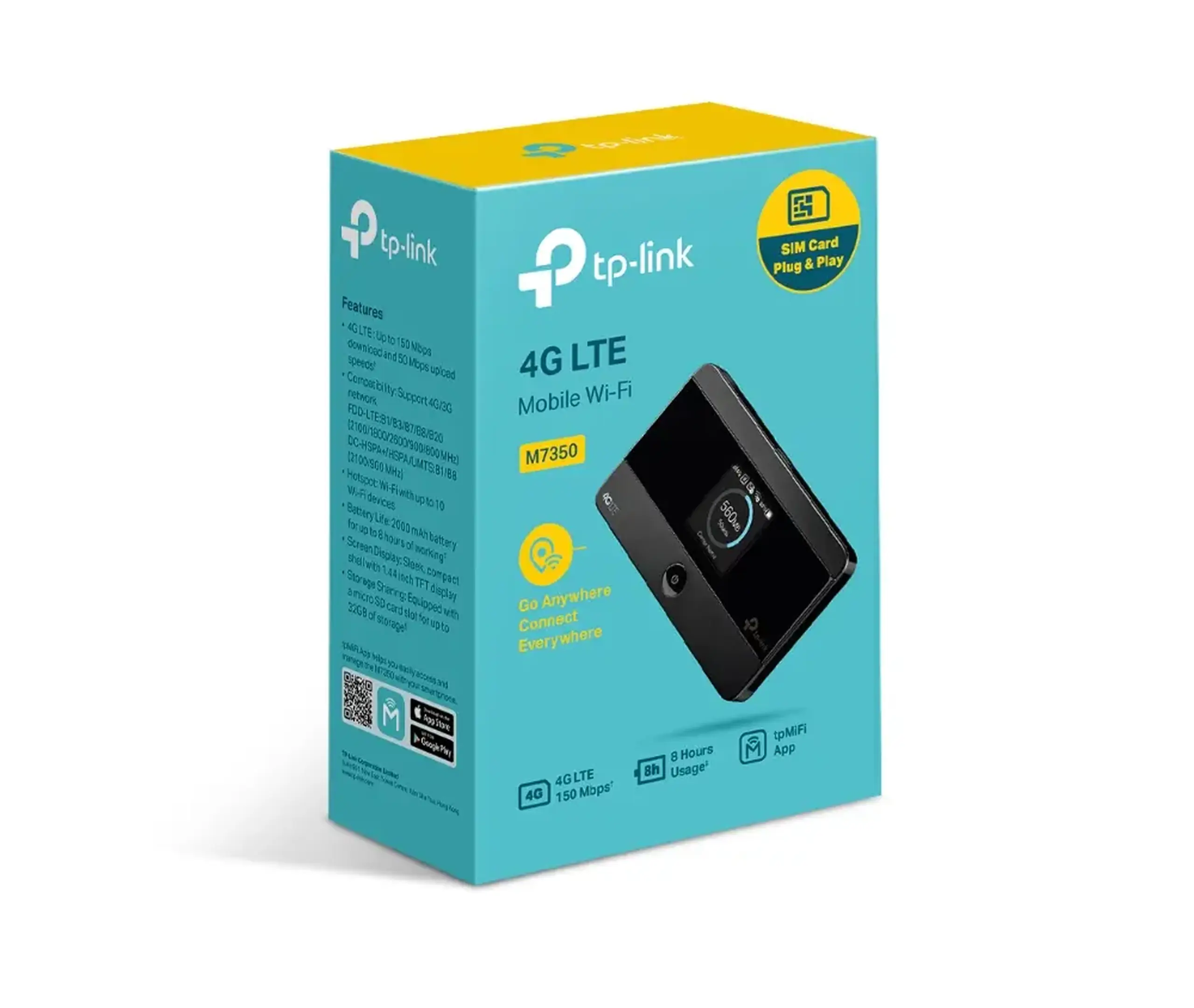 Mini Router mobil LTE Wi - Fi N Dual Band TP - LINK "M7350", 150Mbps, 2000mAh, MicroSD