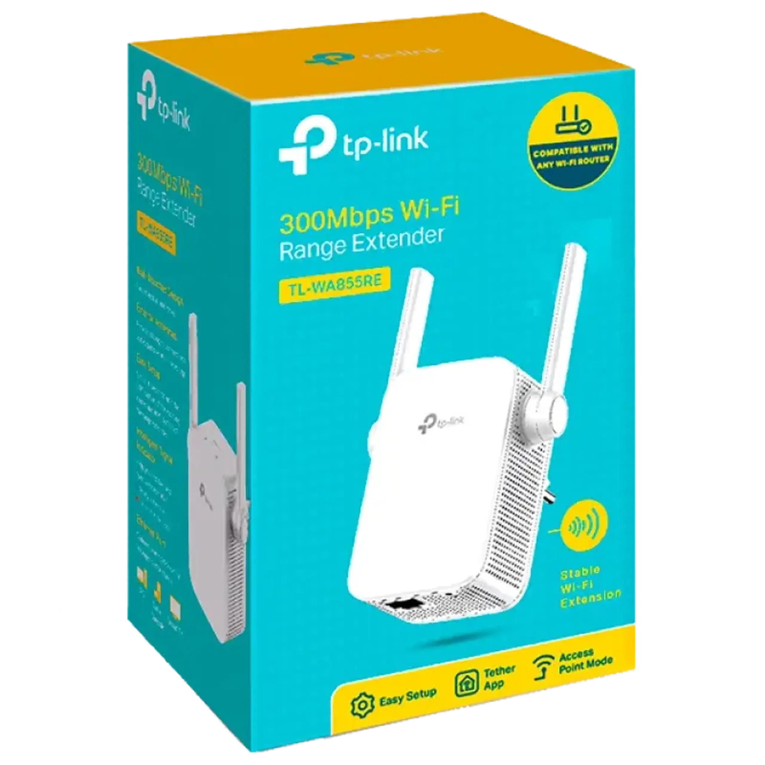 Wi - Fi N Range Extender/Punt de acces TP - LINK „TL - WA855RE”, 300 Mbps, MIMO, mufă de alimentare integrată