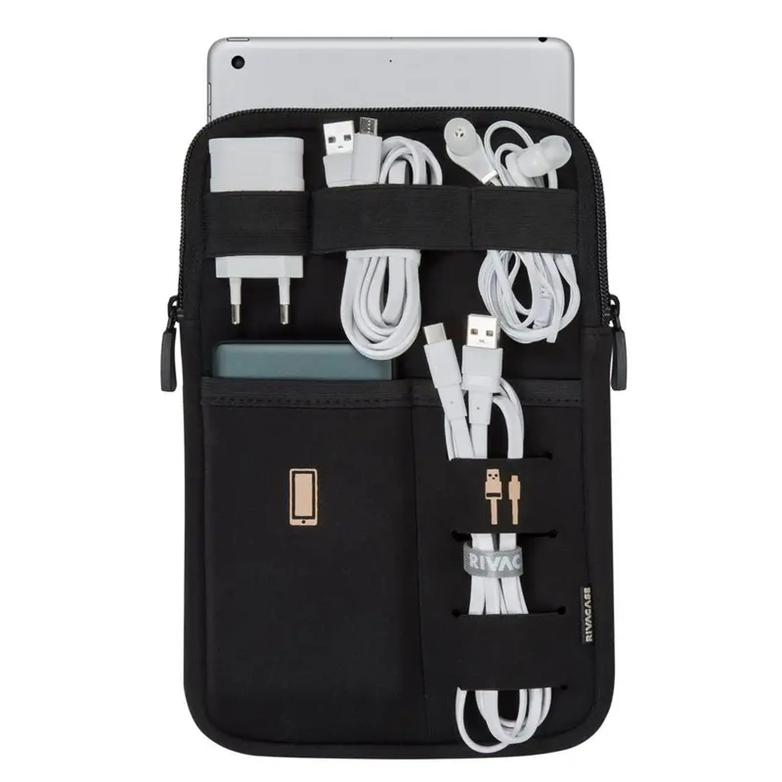 Organizator pentru calatorie RivaCase Antishock, 8", Poliester, Negru