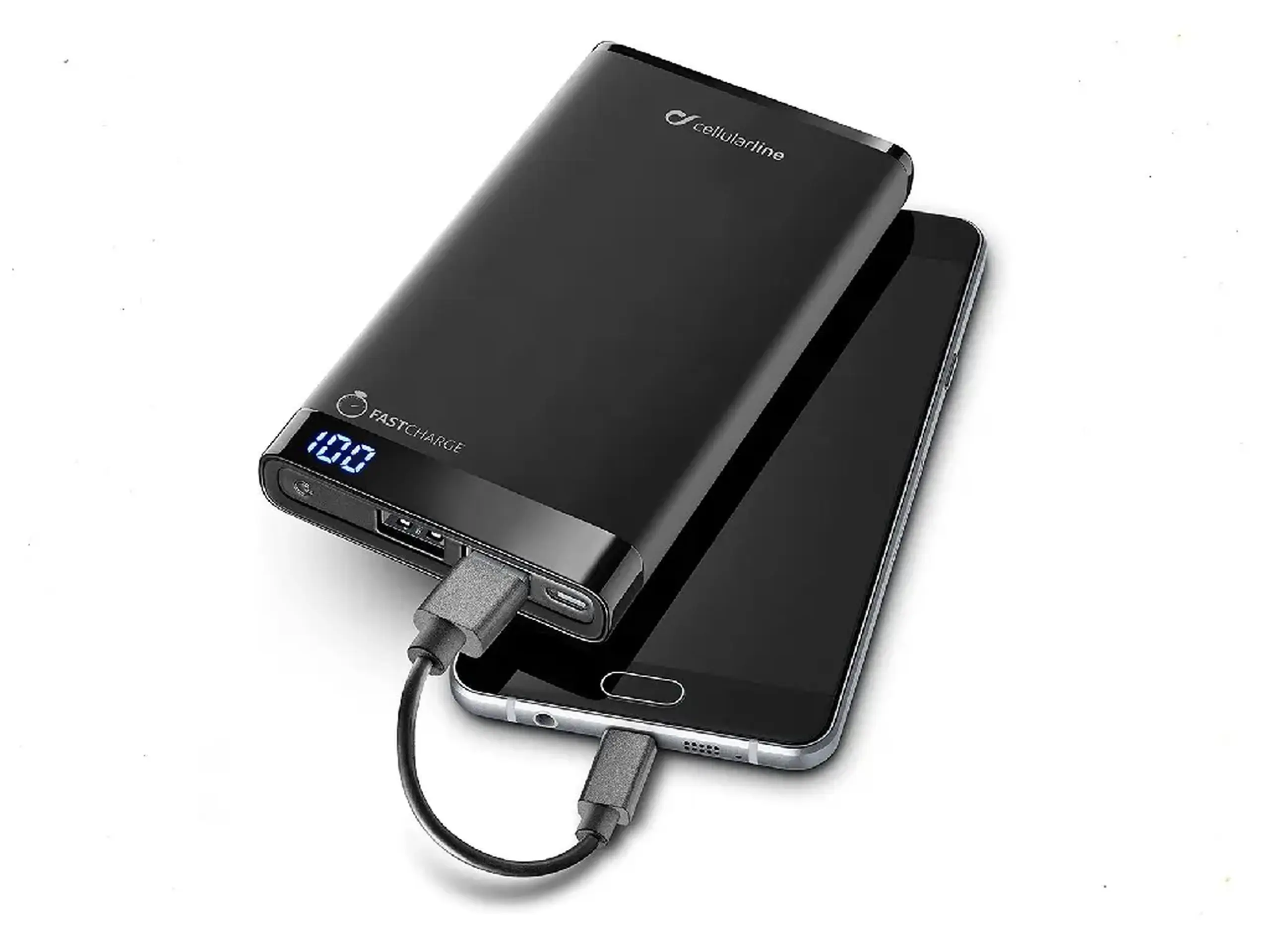 Power Bank Cellularline 8000mAh USB C, subțire, negru