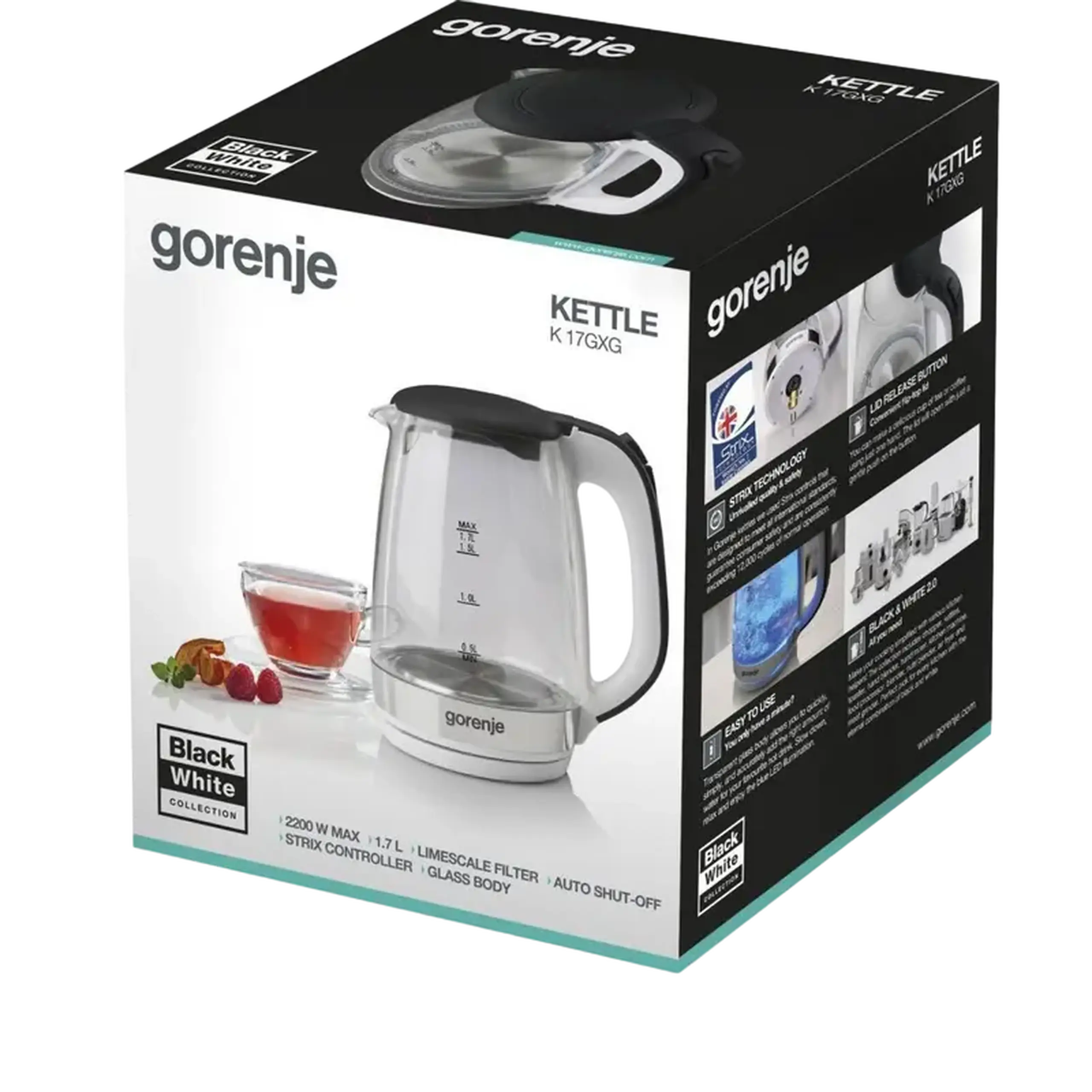 Fierbător electric Gorenje K17GXG, Oțel Inoxidabil