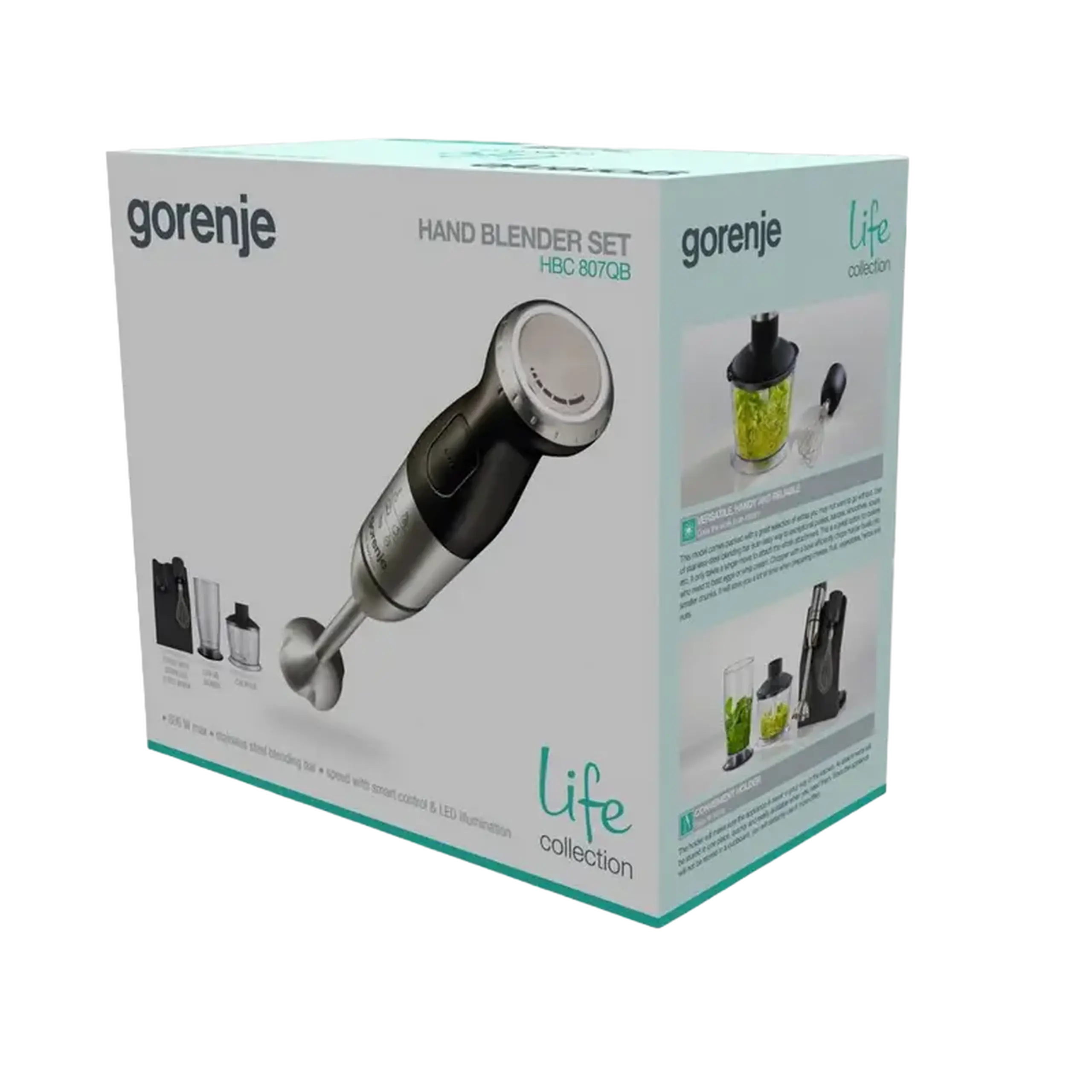 Blender de mână Gorenje HBC807QB, Negru Argintiu