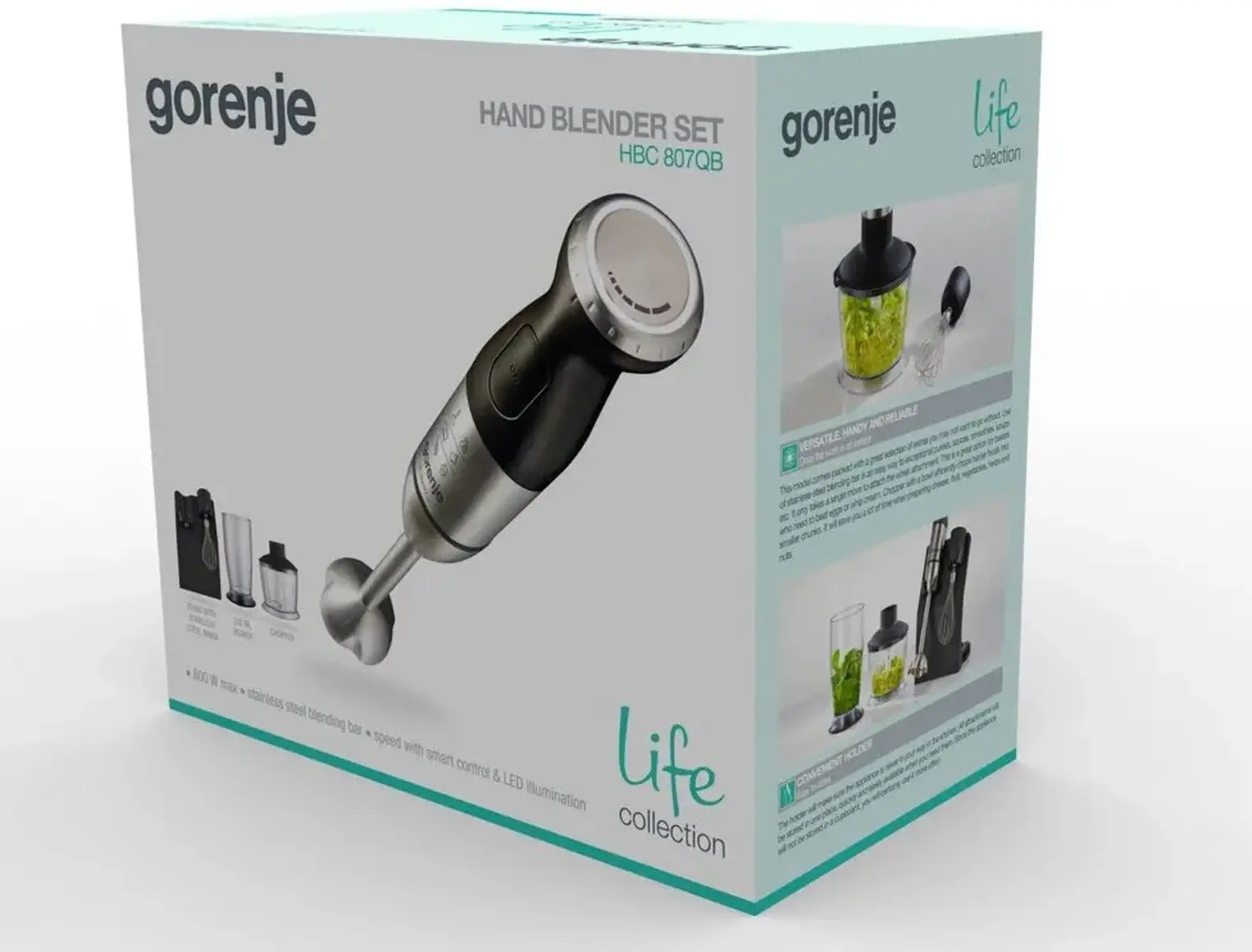 Blender de mână Gorenje HBC807QB, Negru Argintiu