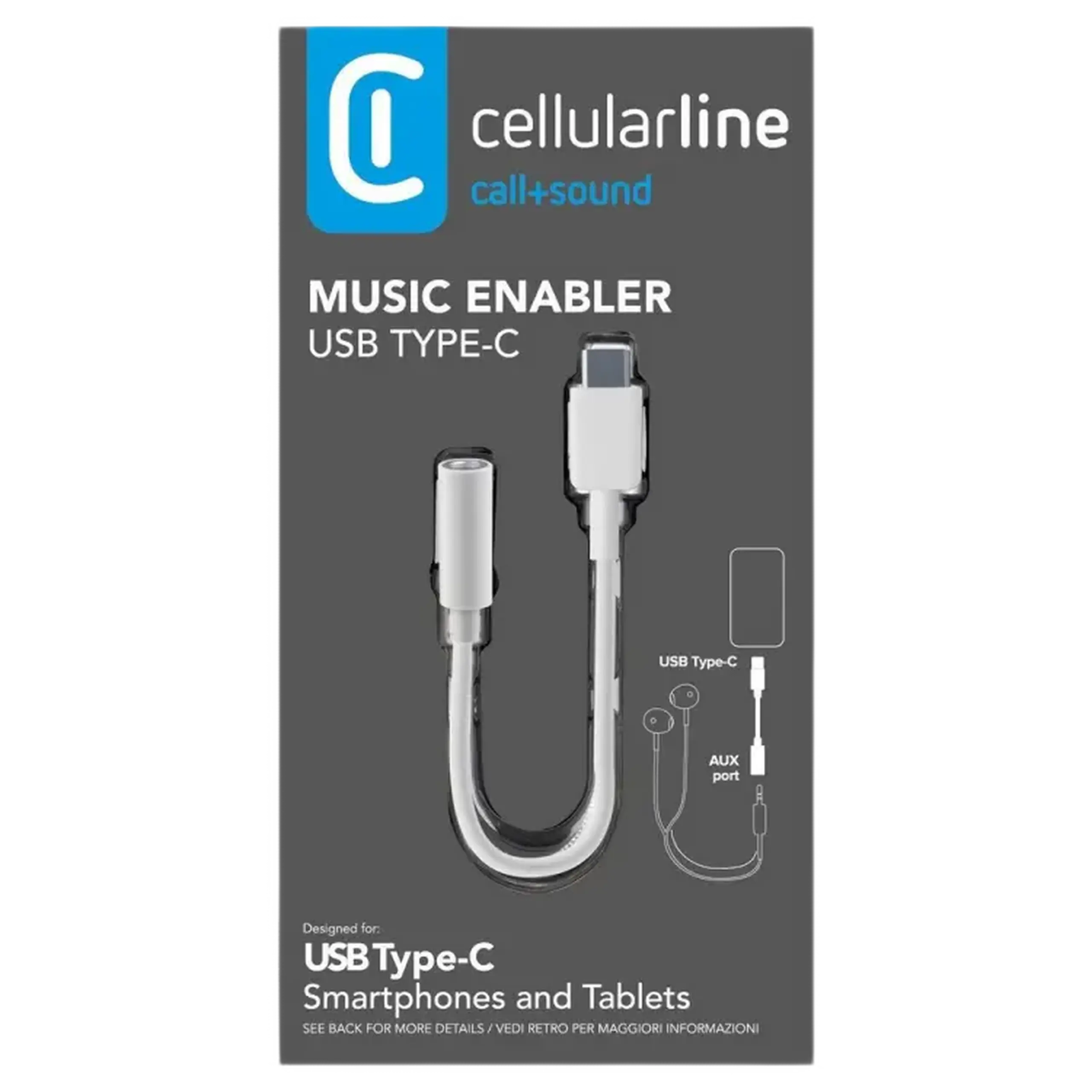 Adaptor USB - C la mufă de 3,5 mm, Cellularline, alb