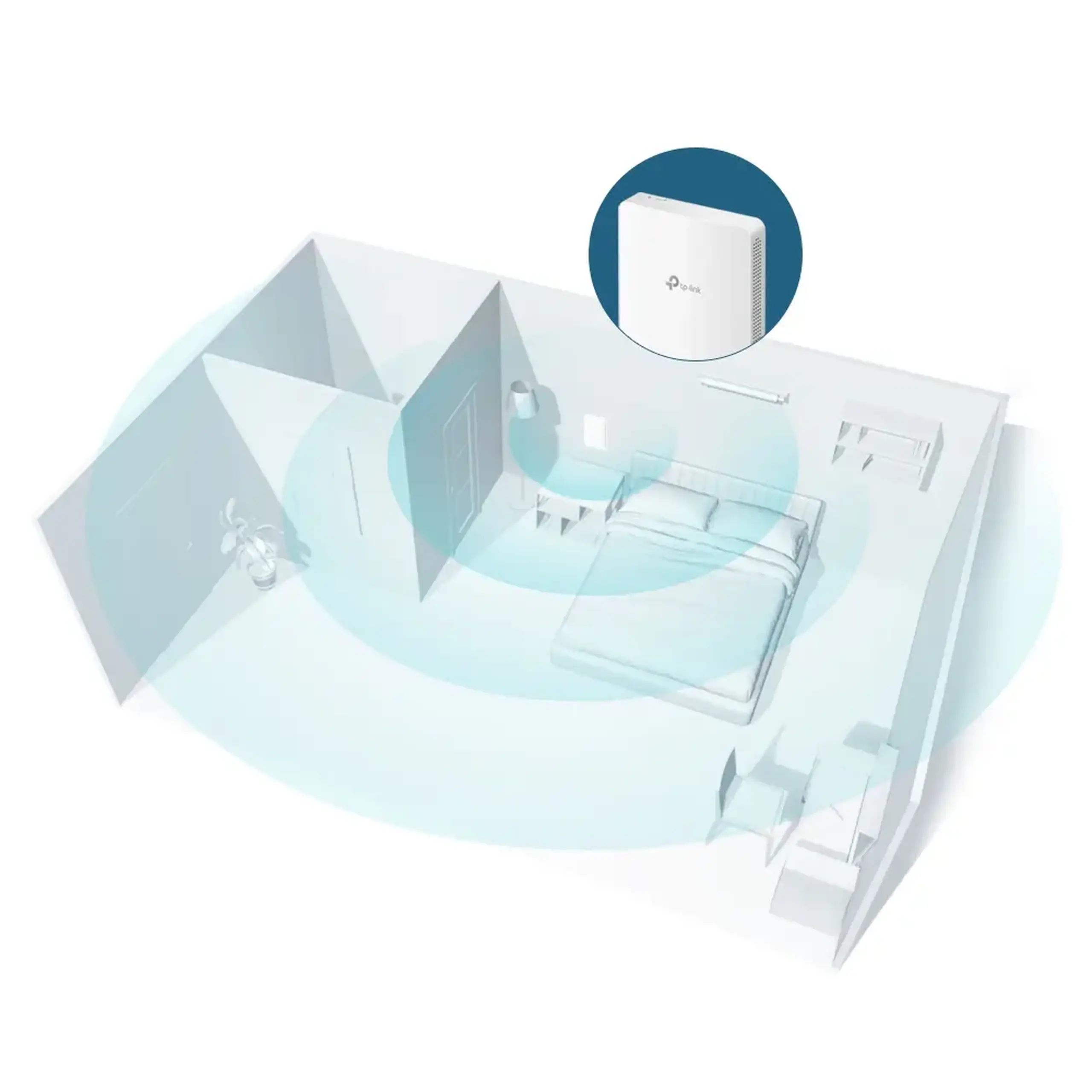 Wi-Fi AC Dual Band Access Point TP-LINK "EAP235-Wall", 1200Mbps, 1xGbE Up, 3xGbE Down, MU-MIMO, Omad
