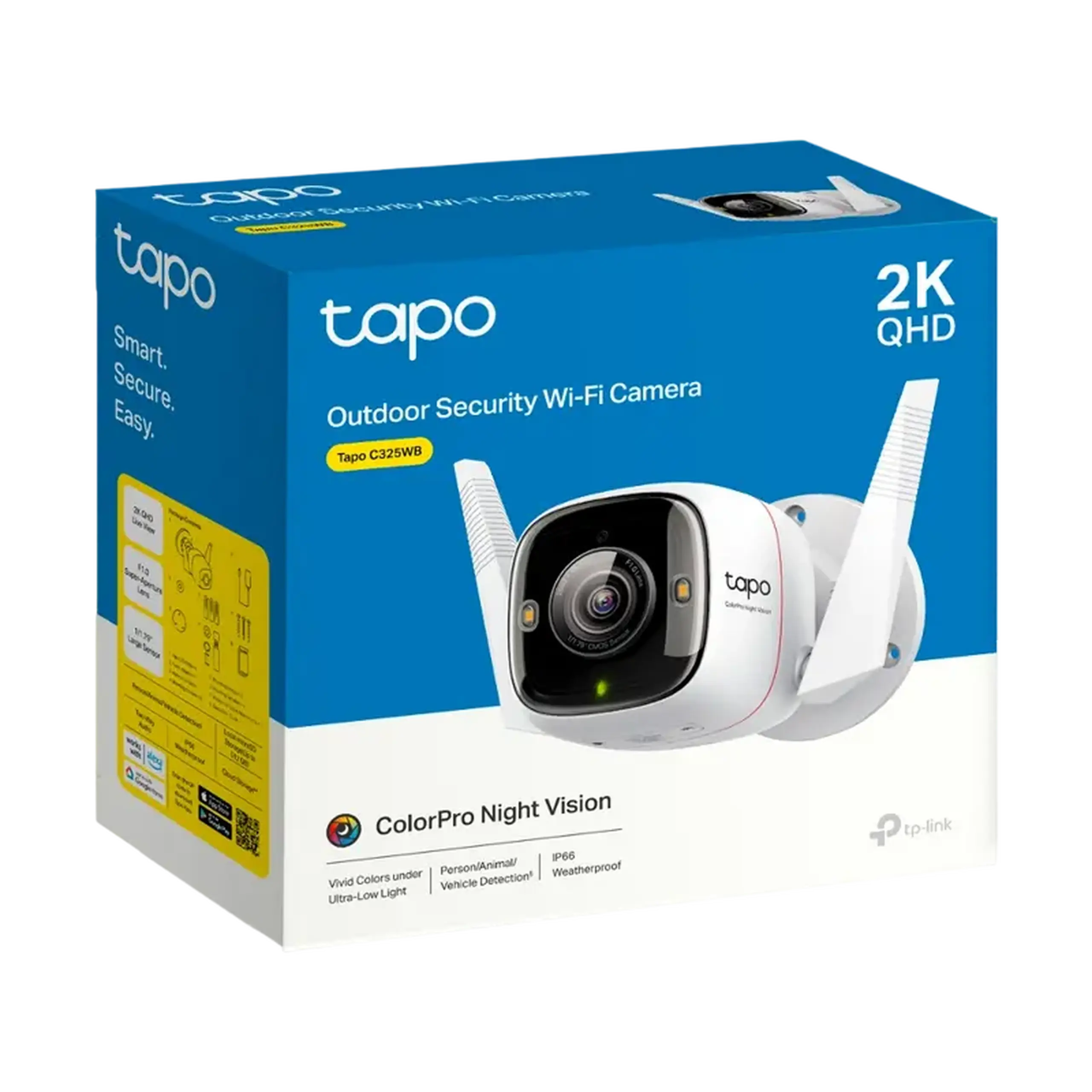 TP - Link Outdoor TAPO C325WB, 4Mpix, ColorPro, f/1.0, Senzor 1/1.79", IP66, Camera Wi - Fi/LAN