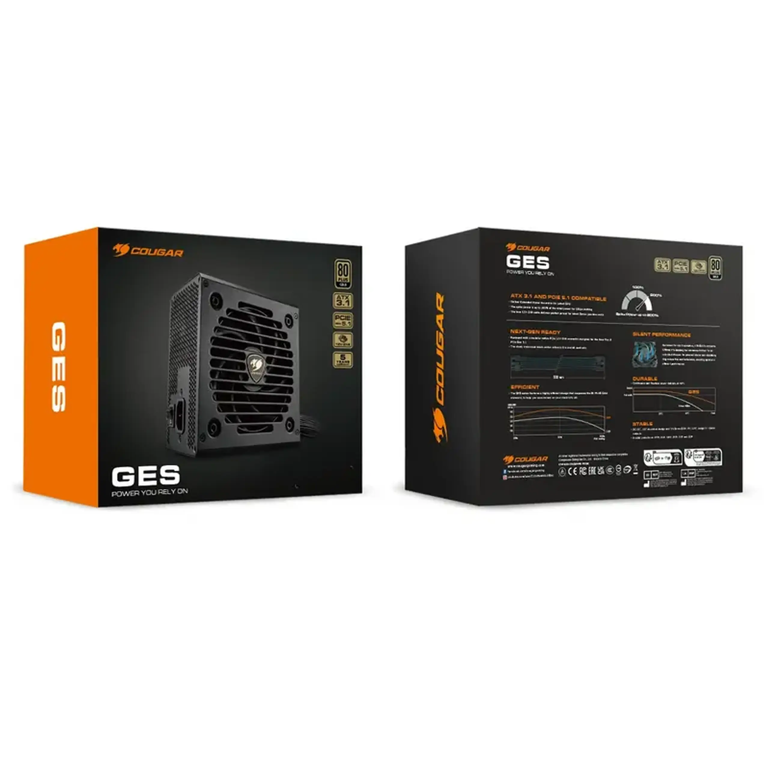 Sursa de alimentare ATX 850W Cougar Power GES 850, 80+ Gold, 120mm, Cabluri 600mm