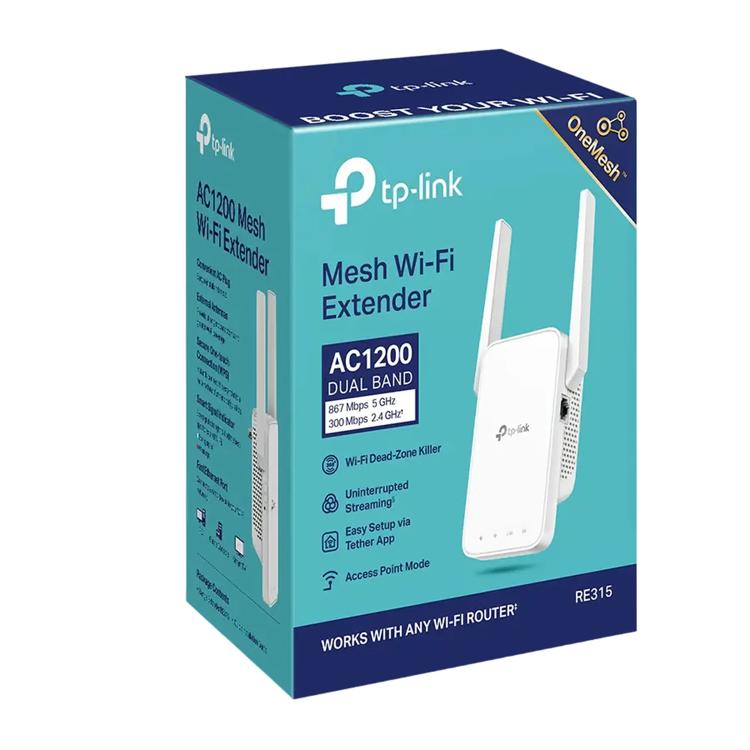 Amplificator de semnal Wi‑Fi TP-LINK RE315, 300 Mbps, 867 Mbps, Alb
